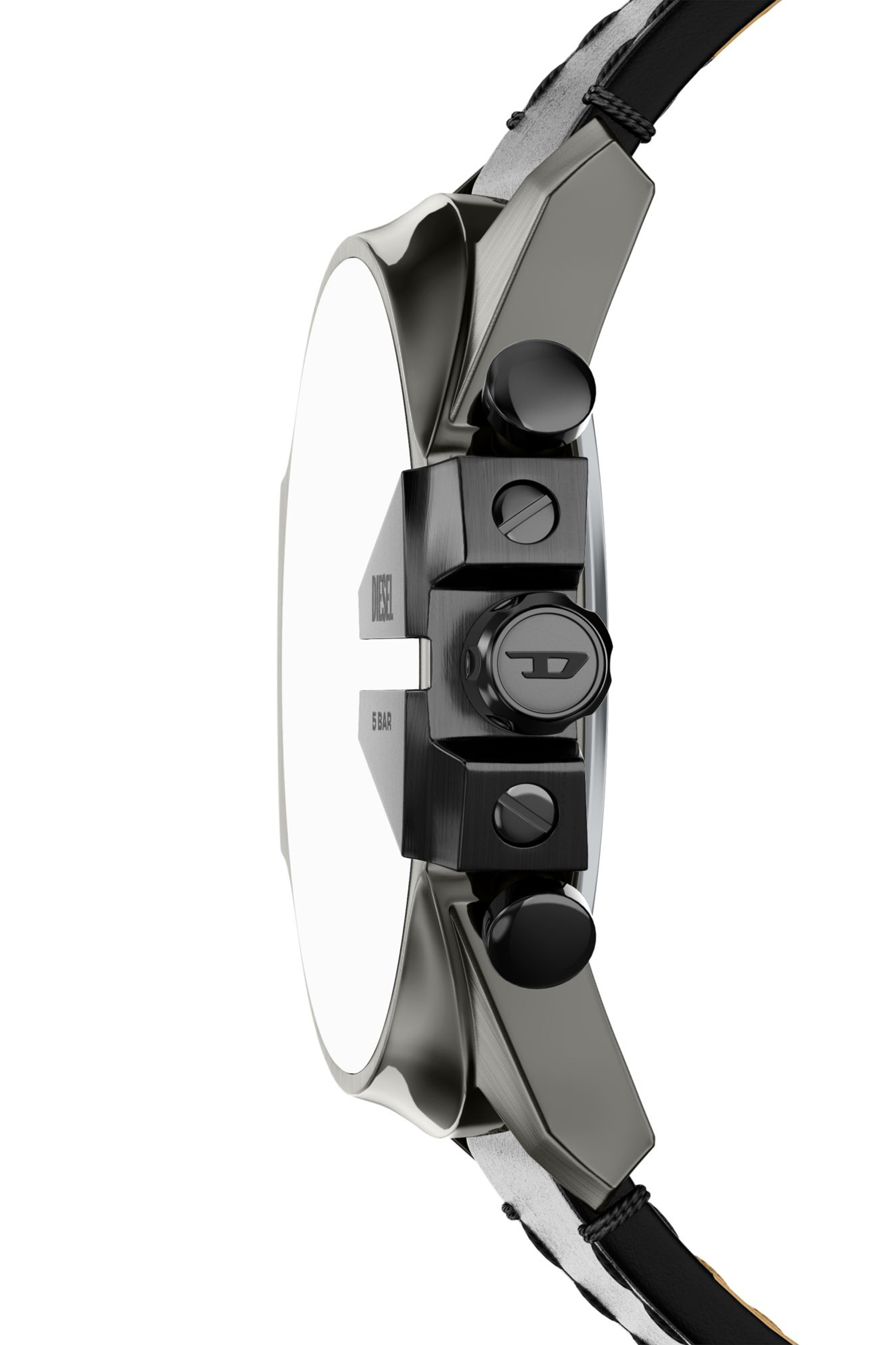 Diesel - DZ4714 WATCH, Herren Mega Chief Slim Uhr mit schwarzem Lederarmband in Schwarz - 3