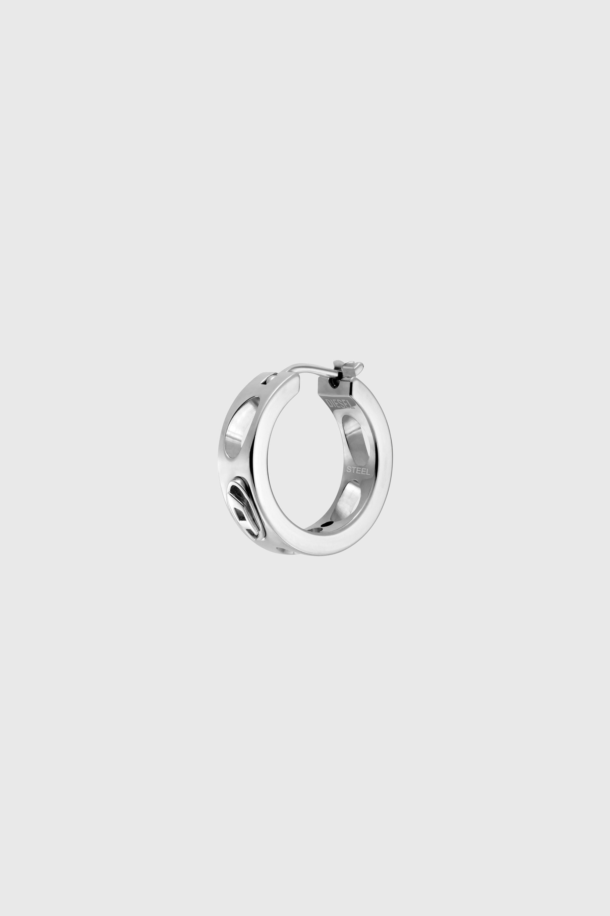 Diesel - DX166440 JEWELLERY, Boucle d'oreille cr&eacute;ole en acier inoxydable Mixte in Gris argent&eacute; - 2