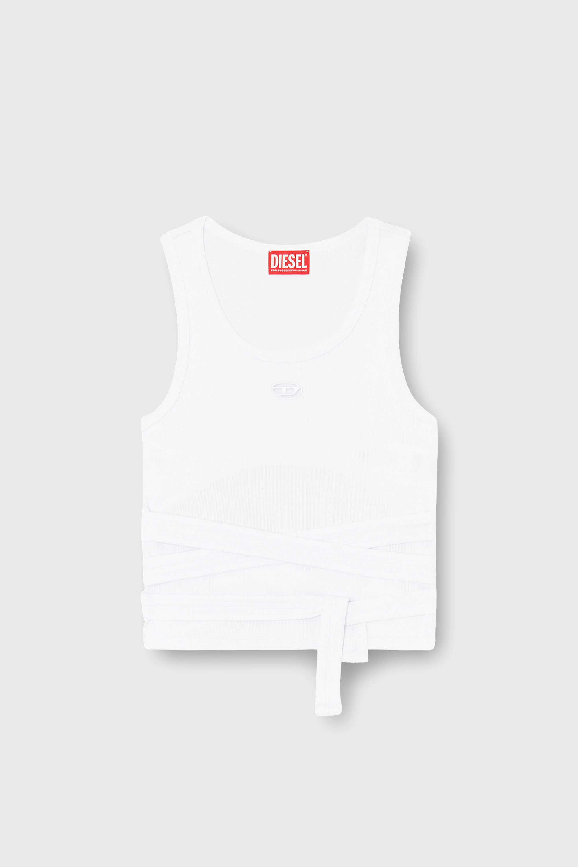 Diesel - T-ANKY-TAIL-S1, Crop top avec lacets enveloppants Femme in Blanc - 2