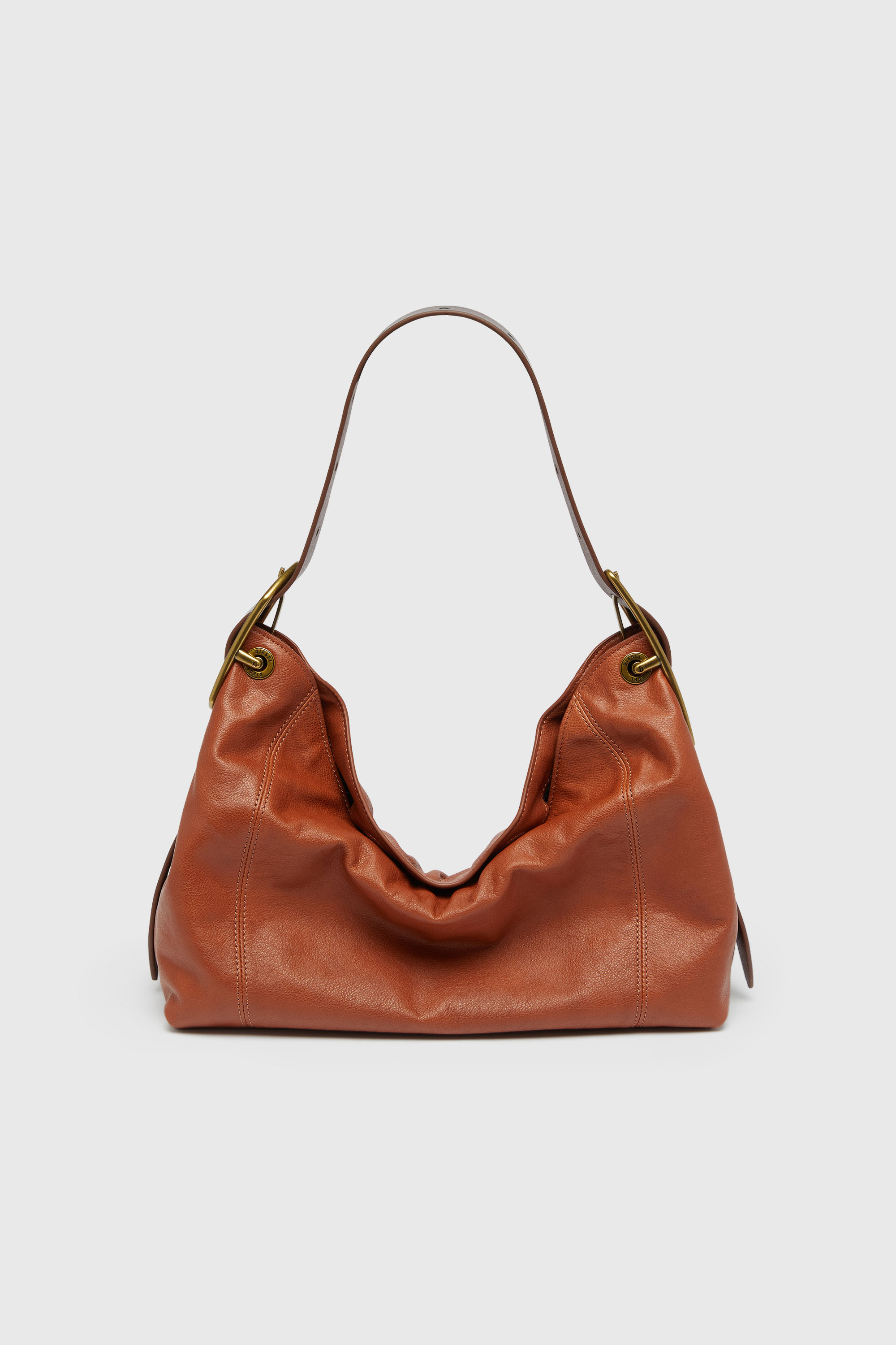 Diesel - D-LINE HOBO S, D-Line-Borsa a spalla in pelle lucida Donna in Marrone - 2