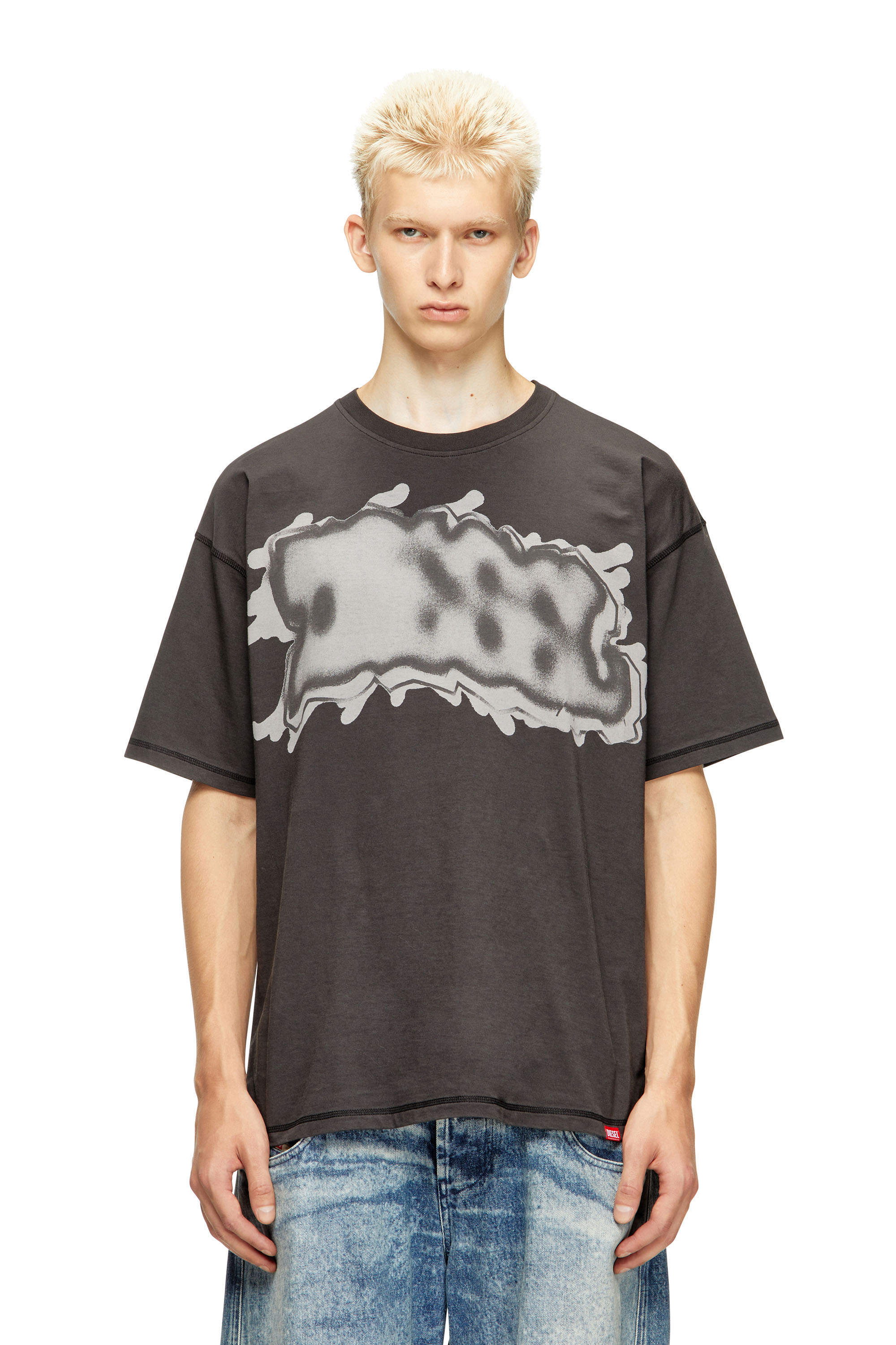 Diesel - T-LEONARD-IHBJ, T-shirt avec imprimé graffiti Homme in Gris - 1