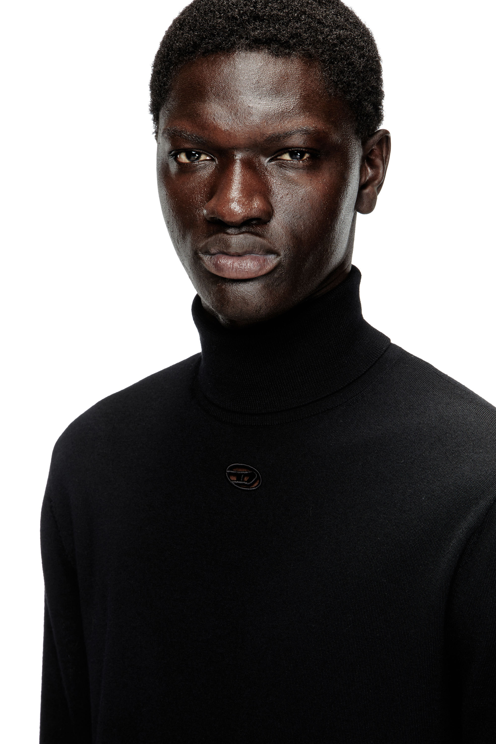 Diesel - K-VARTA, Dolcevita in lana con logo cut-out Uomo in Nero - 5