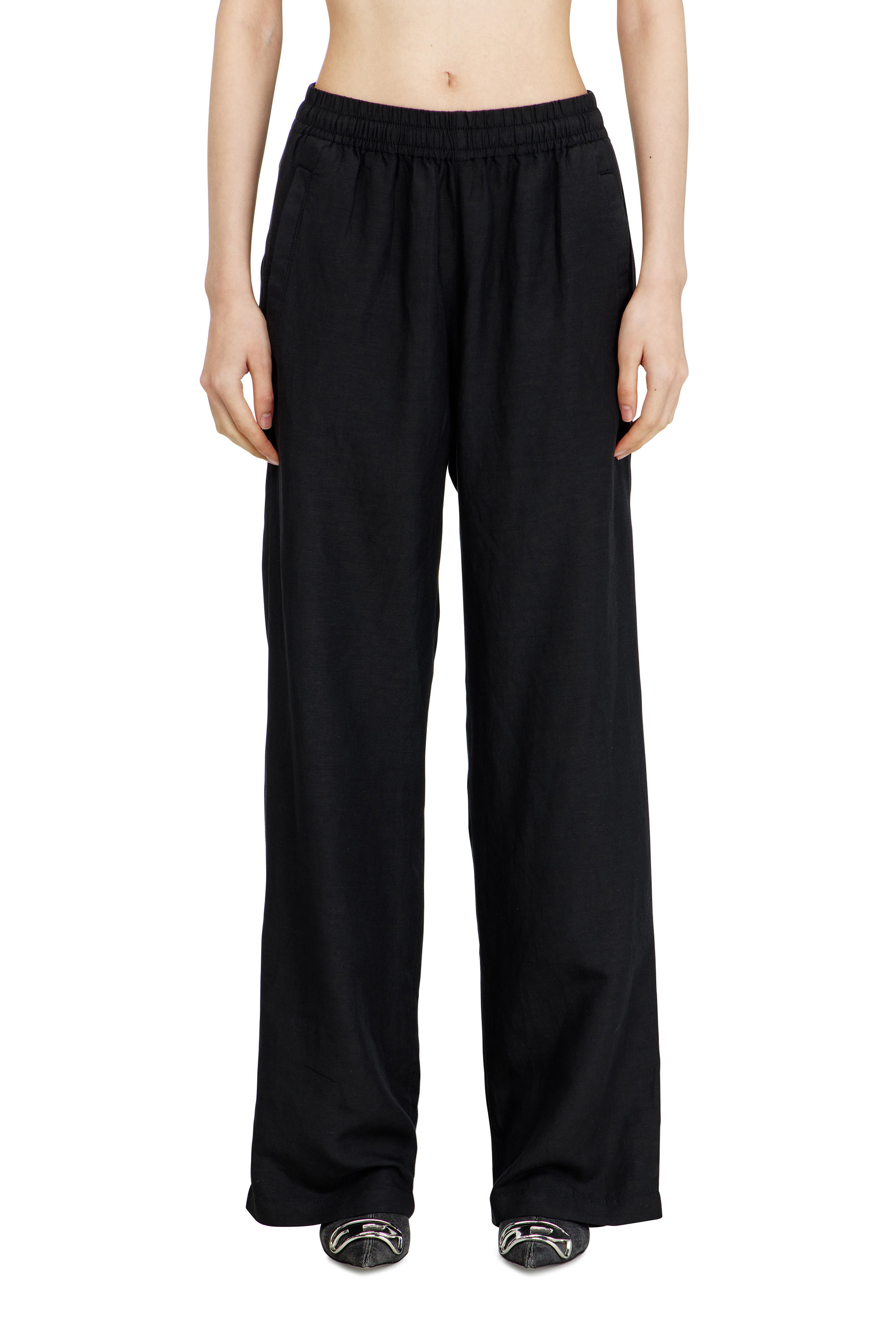 Diesel - P-THECK-PGBS, Pantaloni in misto lino Unisex in Nero - 1