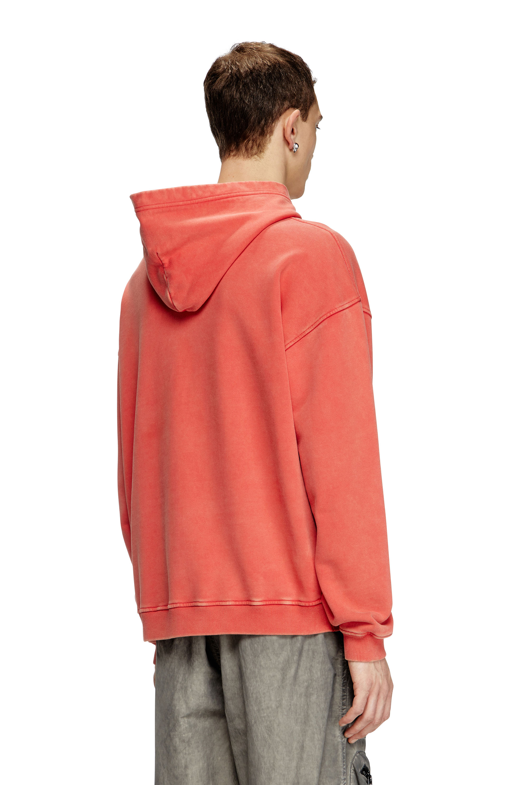 Diesel - S-BOXT-HOOD-R10, Hoodie con logo Oval D floccato Uomo in Rosso - 4