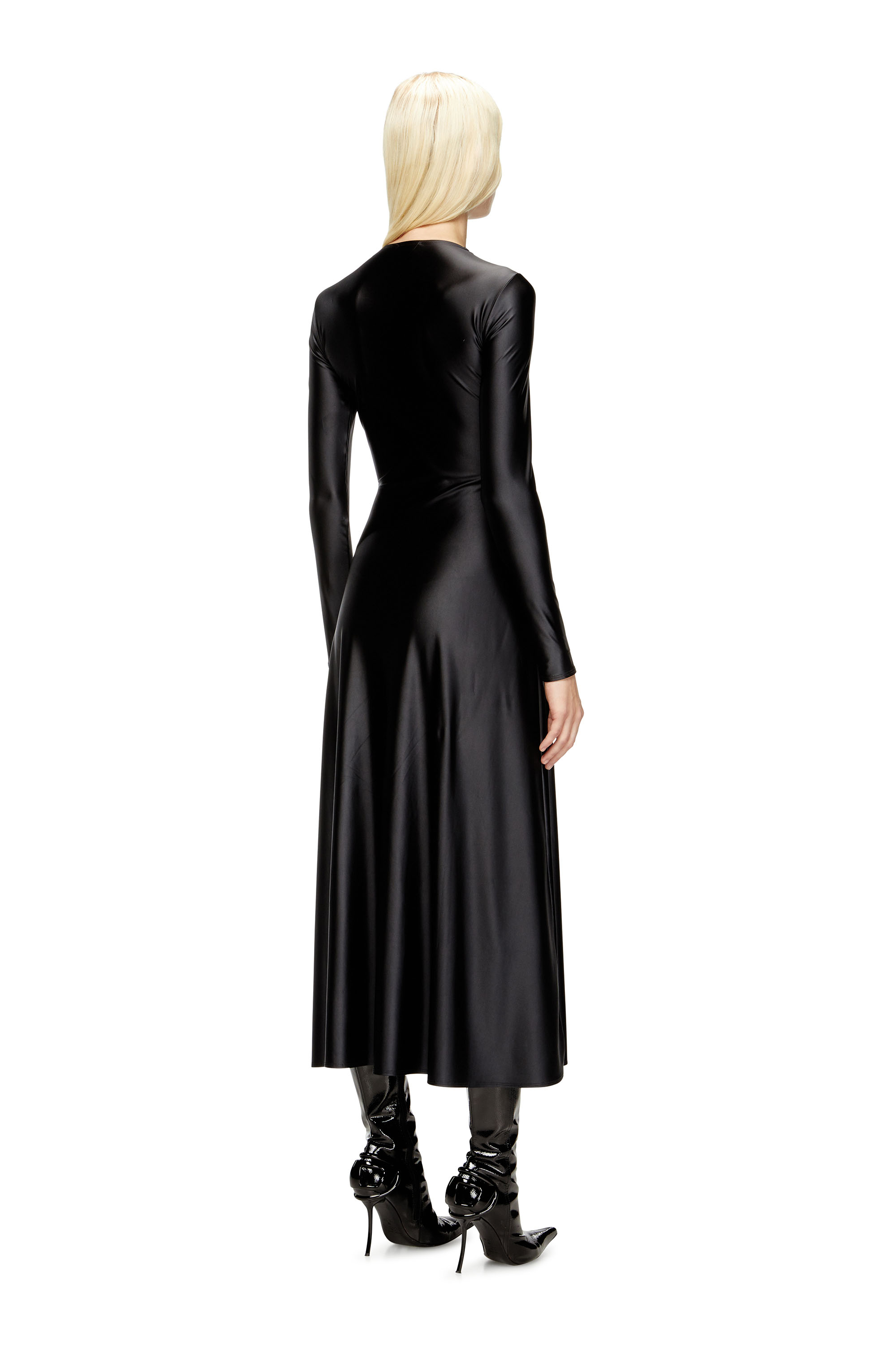 Diesel - D-IAMO, Woman's Draped nylon dress in Black - 4