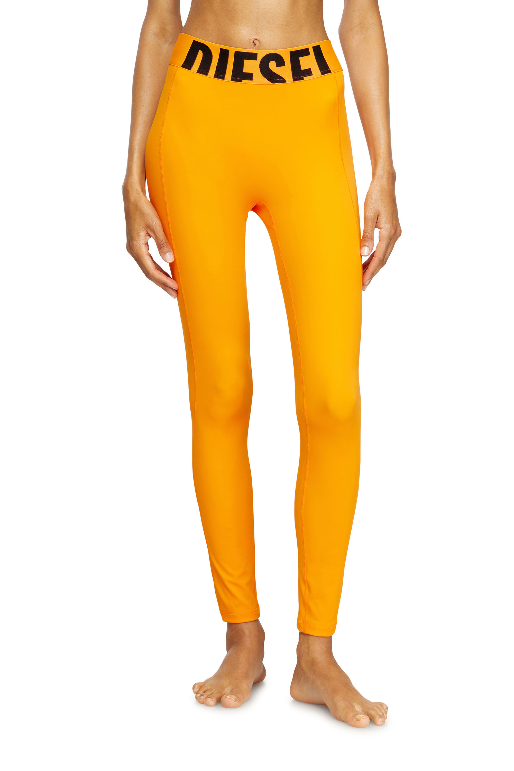 Diesel - ADELINE-D-POP, Leggings en microfibre avec logo tronqué Femme in Orange - 2