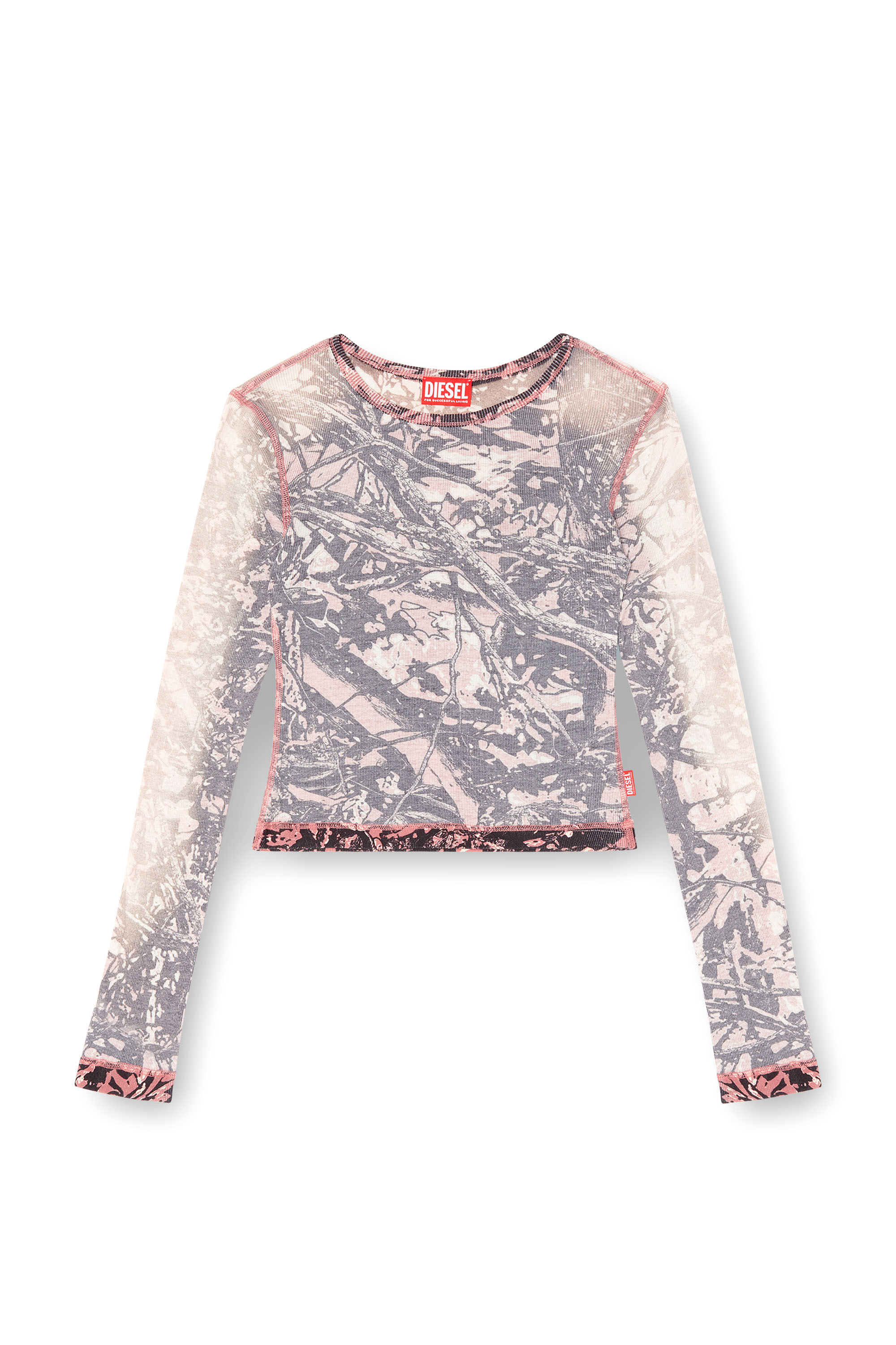 Diesel - T-BANESS-Q1, Damen Langarm-Top mit Glitch-Camouflage-Print in Rosa/Grau - 3