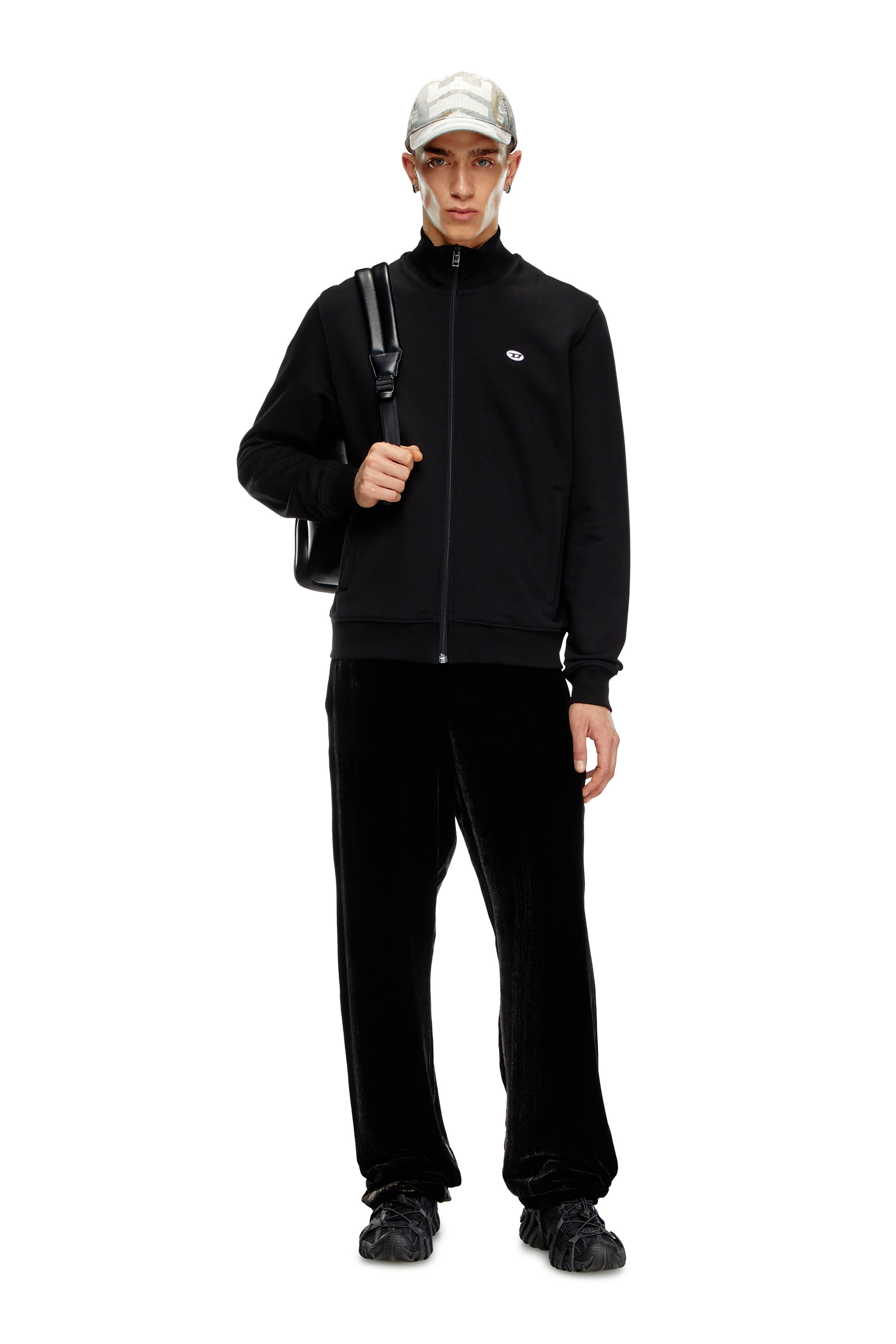 Diesel - S-LOCK-DOVAL-PJ, Man's Track jacket with Oval D patch in Black - 2