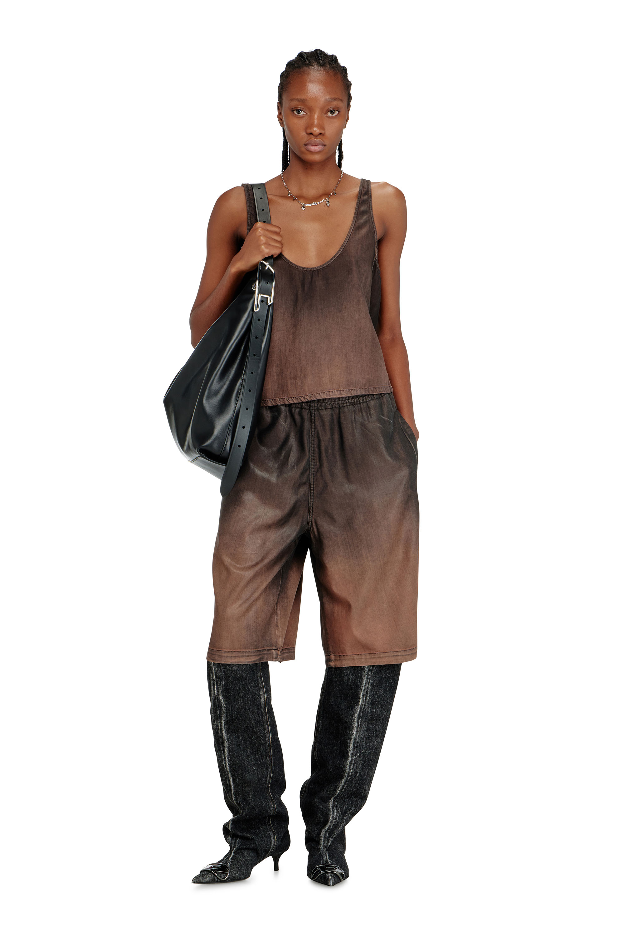 Diesel - D-LINE HOBO L, D-Line-Sac hobo en cuir Femme in Noir - 2