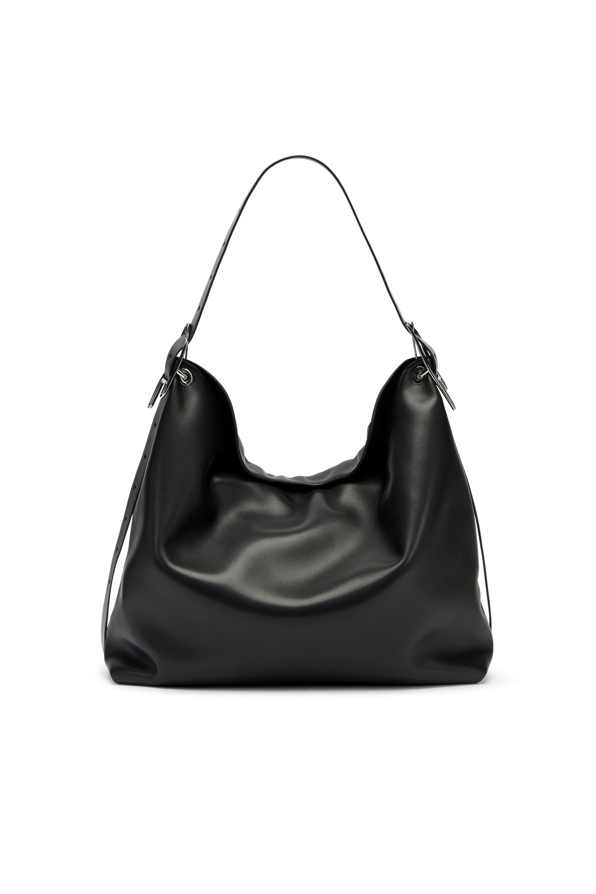 Diesel - D-LINE HOBO, D-Line-Borsa hobo in pelle Donna in Nero - 2