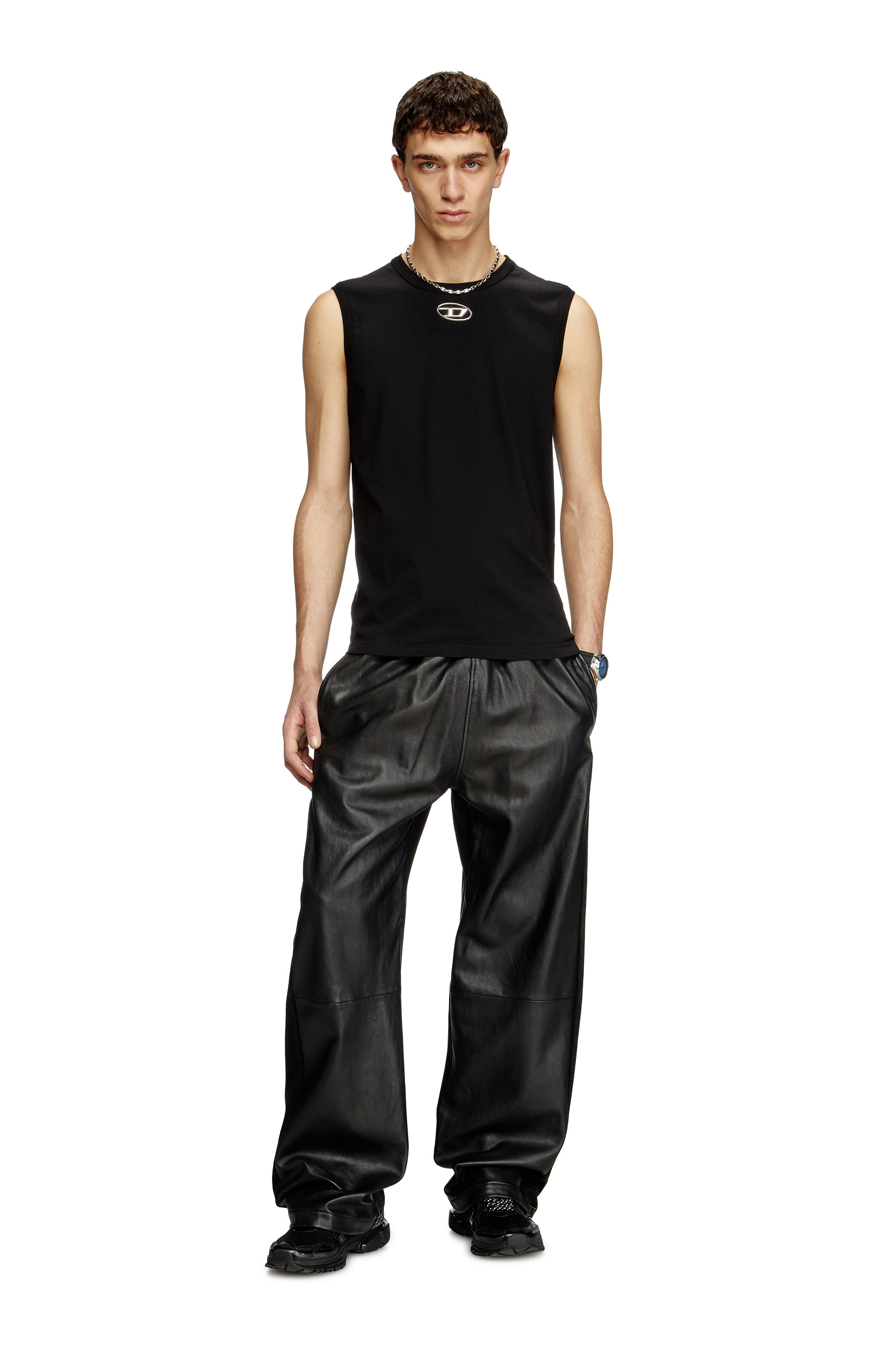 Diesel - T-BISCO-OD, Herren Tanktop mit Metallic-Oval D in Schwarz - 2