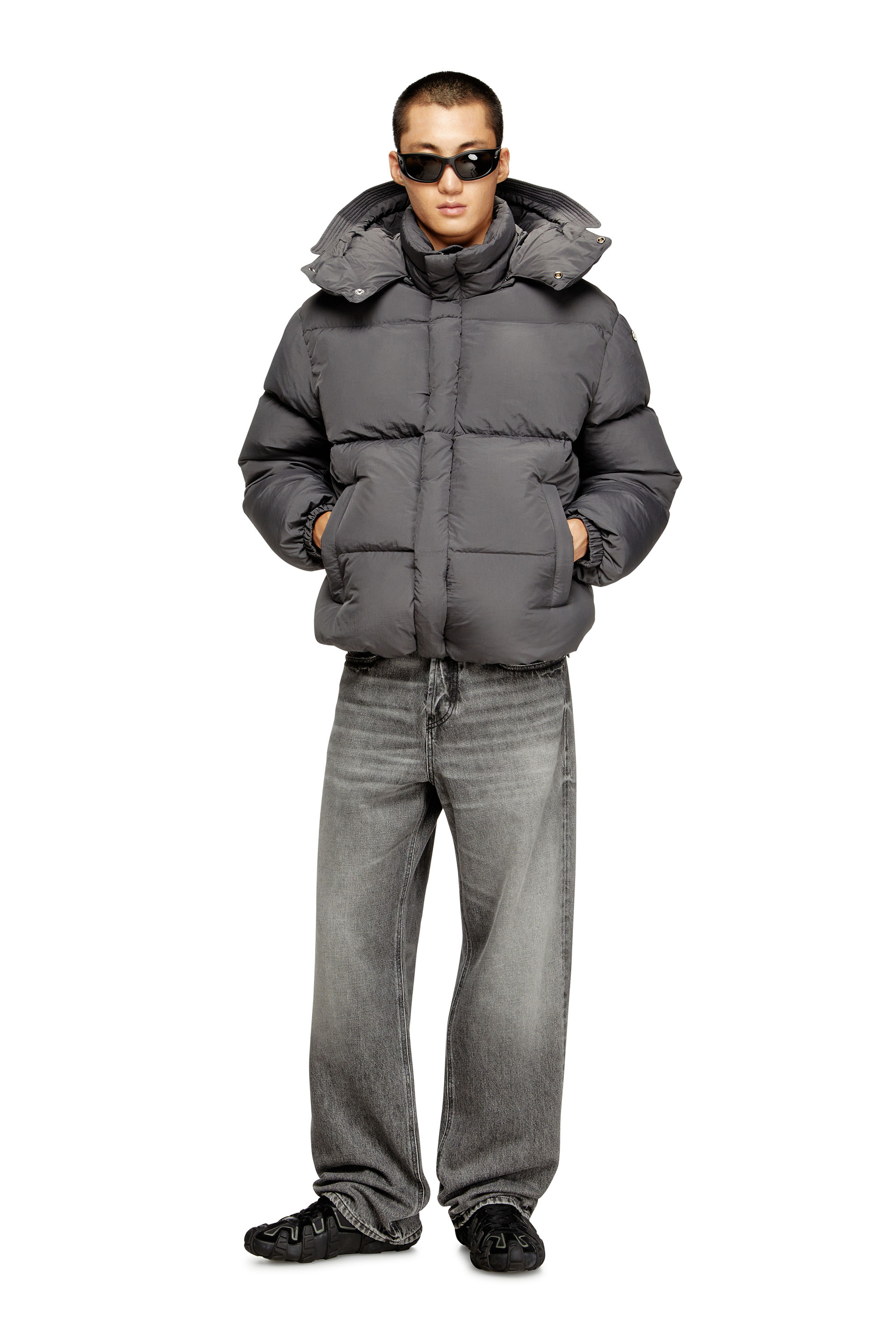 Diesel - W-ROLFYS, Doudoune en taslan de nylon recyclé Homme in Gris - 2