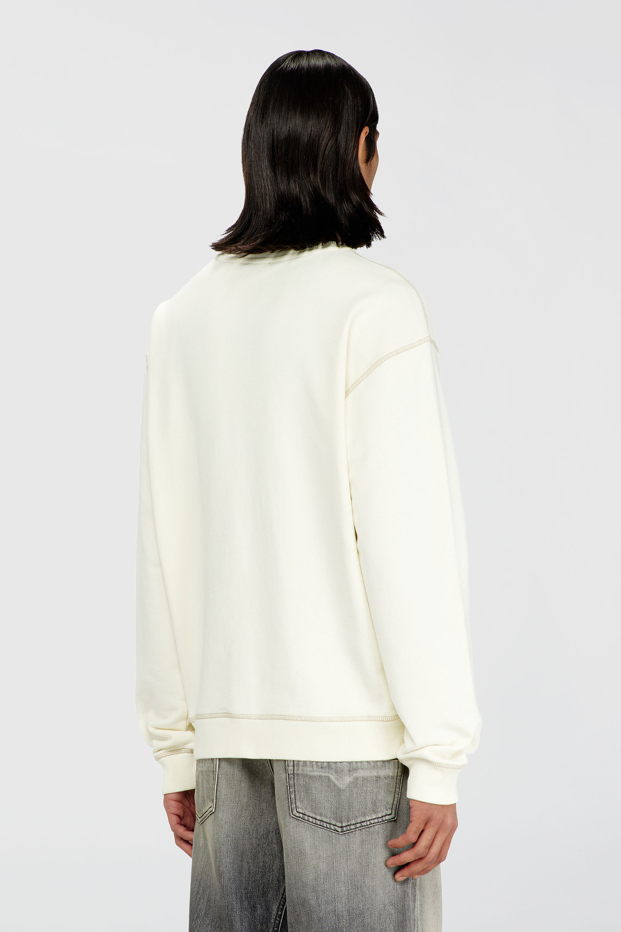 Diesel - S-NORM-AA3, Sweat-shirt avec broderie et imprim&eacute; Homme in Blanc - 4