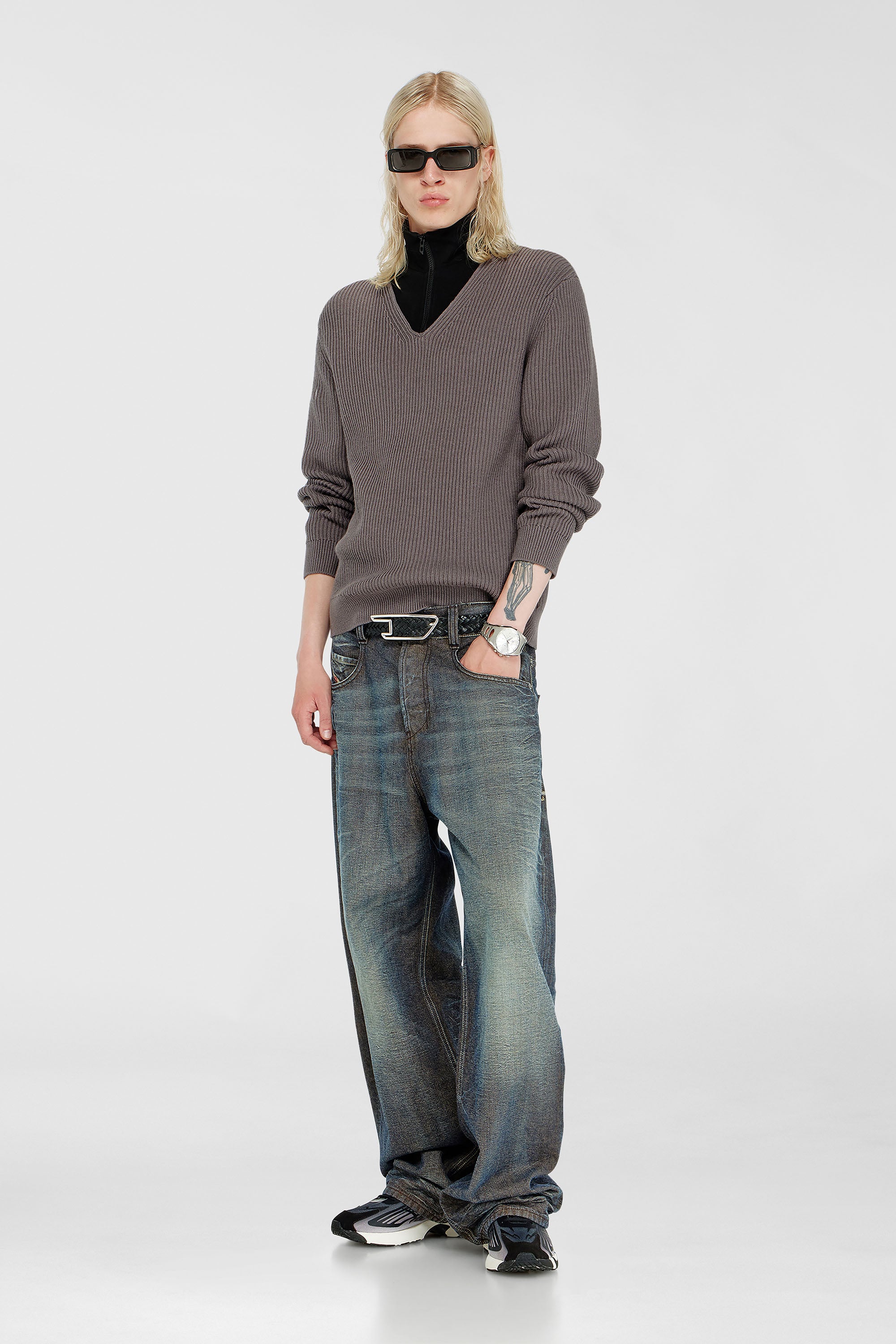 Diesel - K-MAMU, Pullover mezza zip con collo a strati Uomo in Multicolor - 2