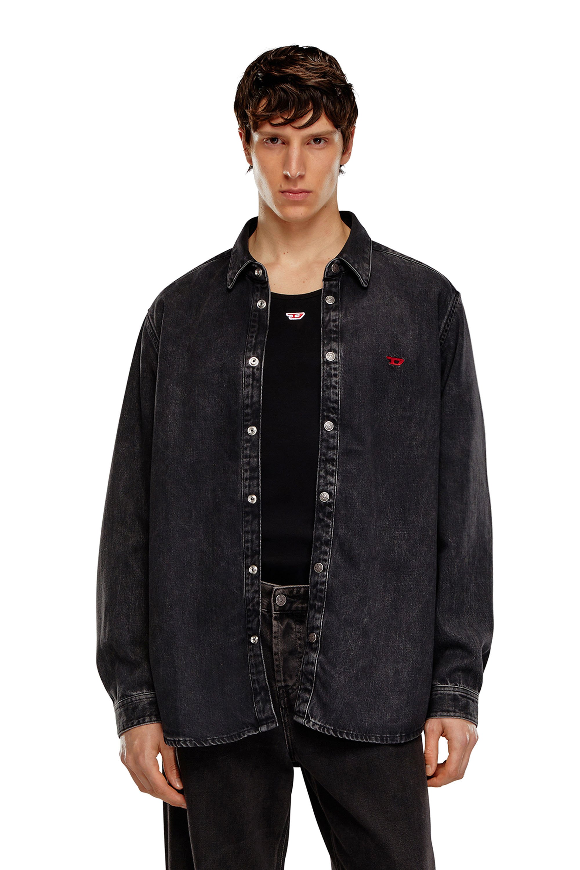 Diesel - D-SIMPLY, Man's Shirt in Tencel denim in Black - 1