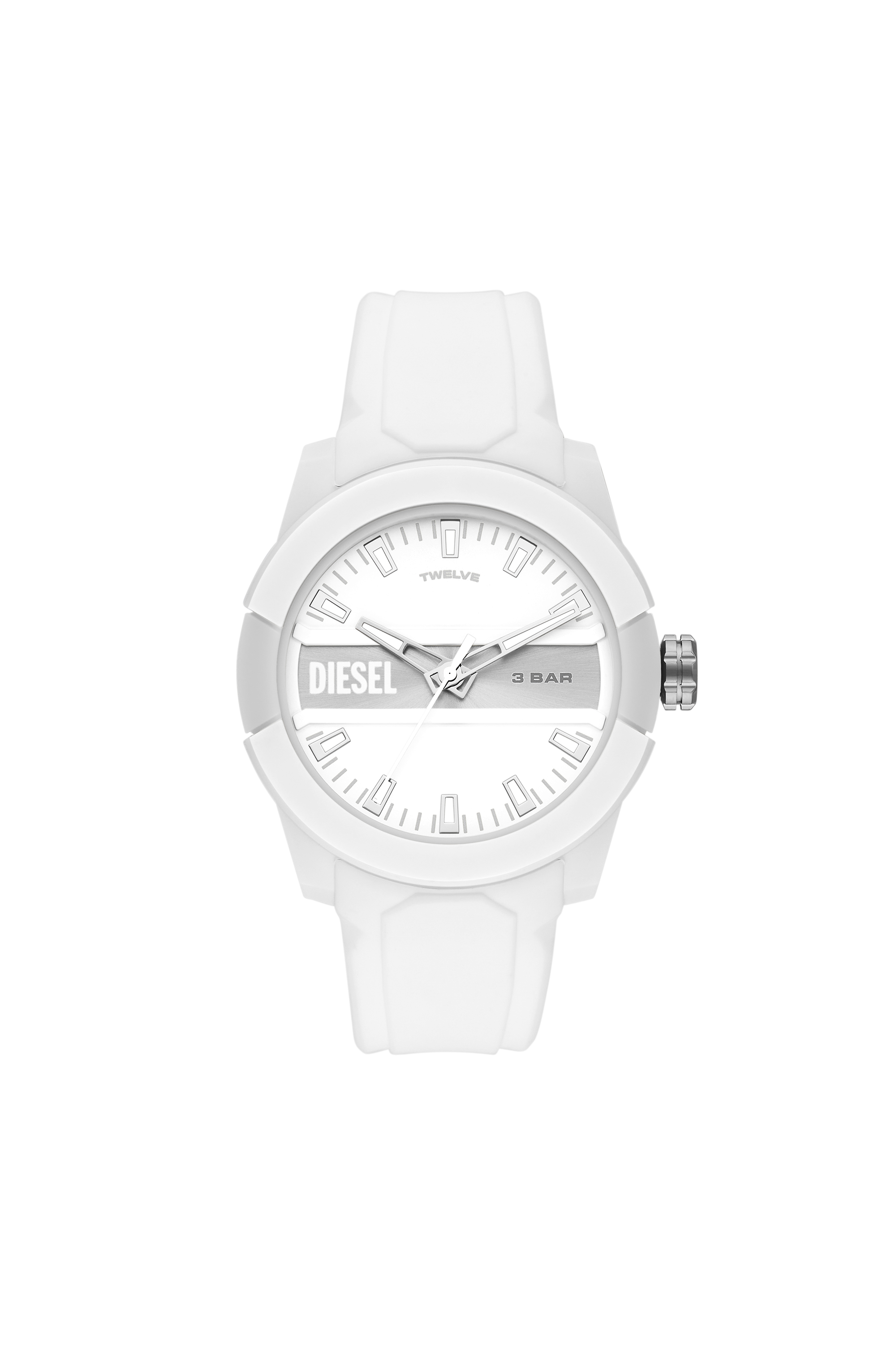 Diesel - DZ1981, Orologio Double up in silicone bianco con tre lancette Unisex in Bianco - 1