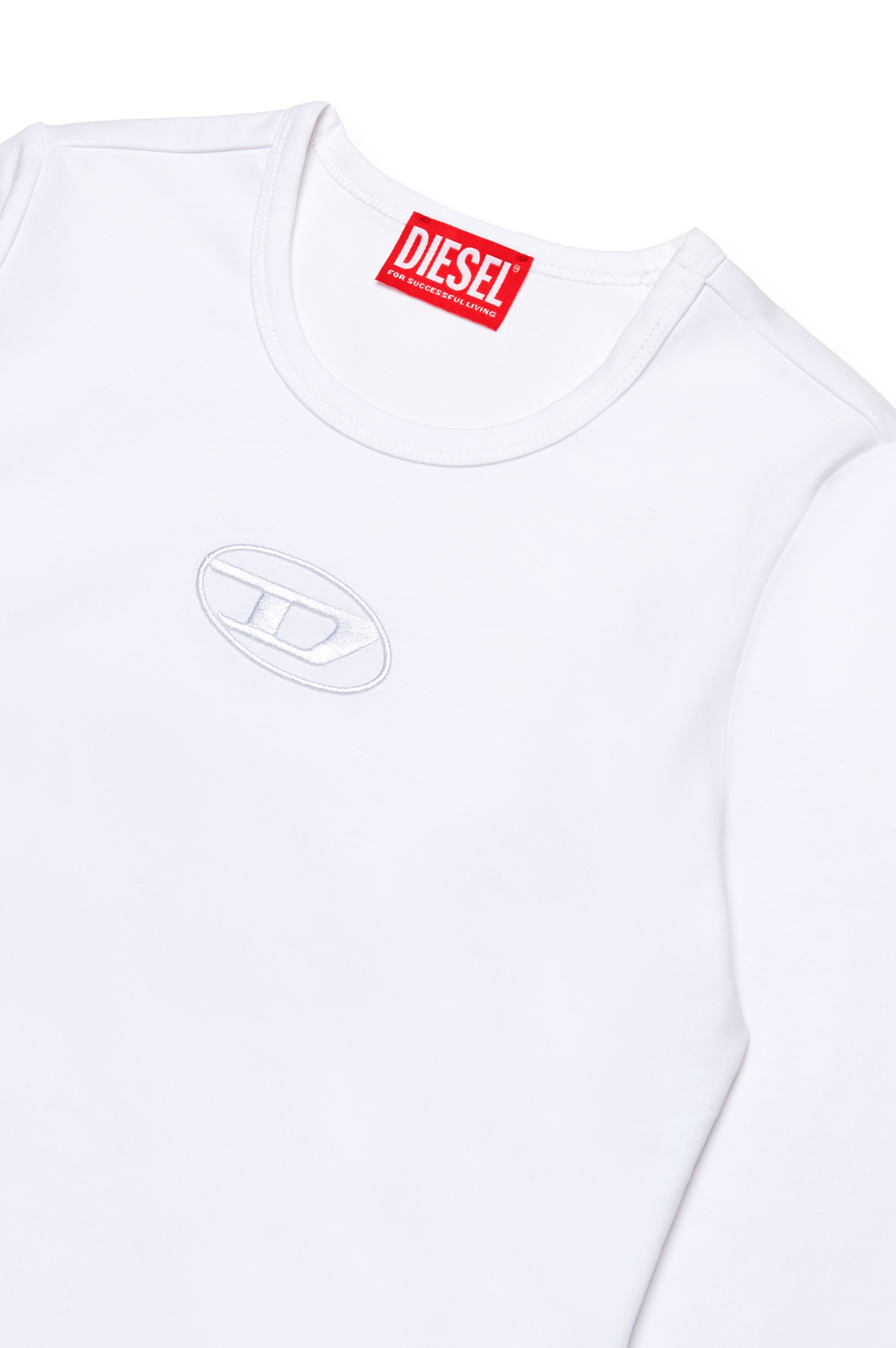 Diesel - TIVAL, Woman Long-sleeve T-shirt with logo embroidery in White - Image 3