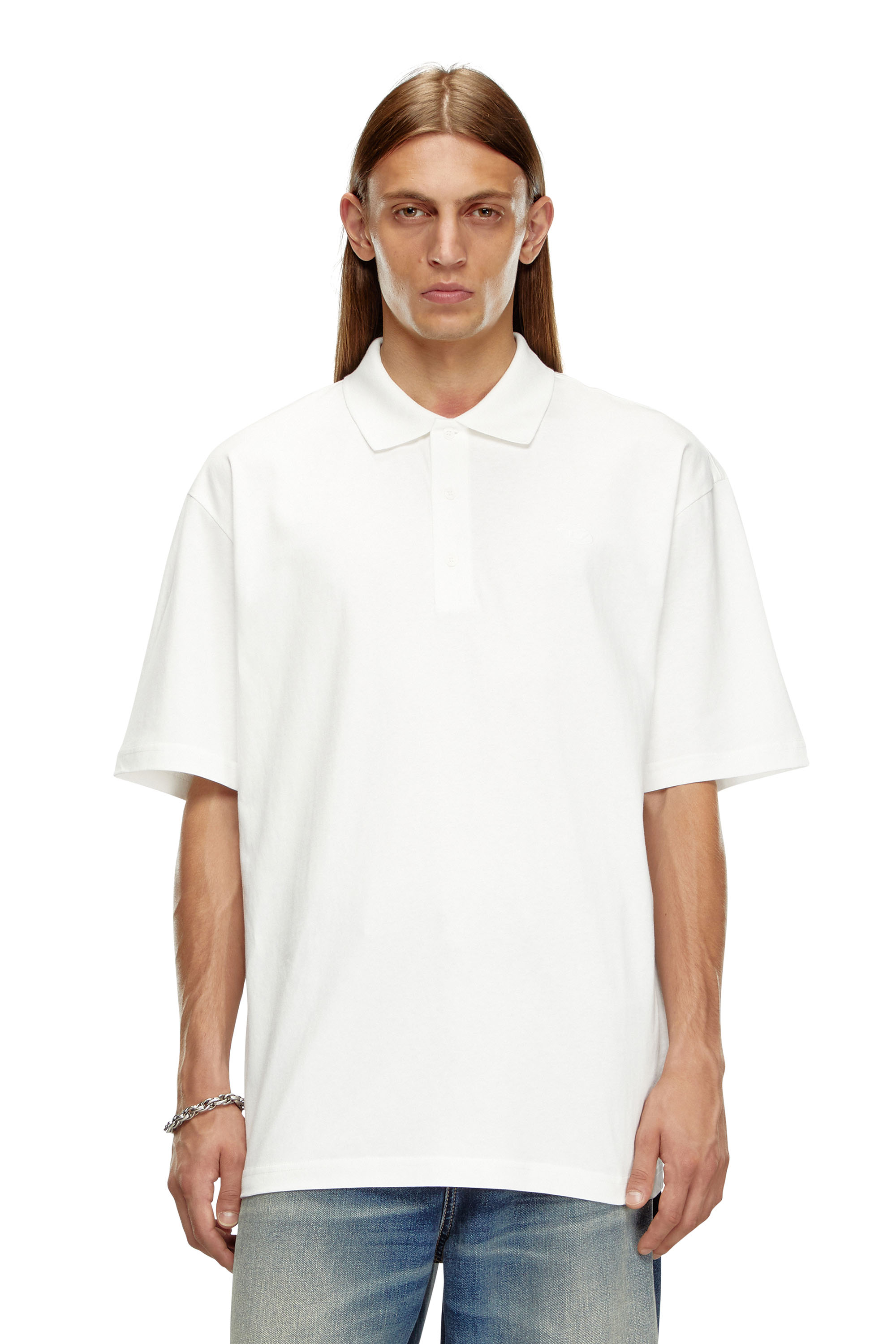 Diesel - T-VORT-MEGOVAL-D, Man Polo shirt with maxi oval D embroidery in Multicolor - Image 1