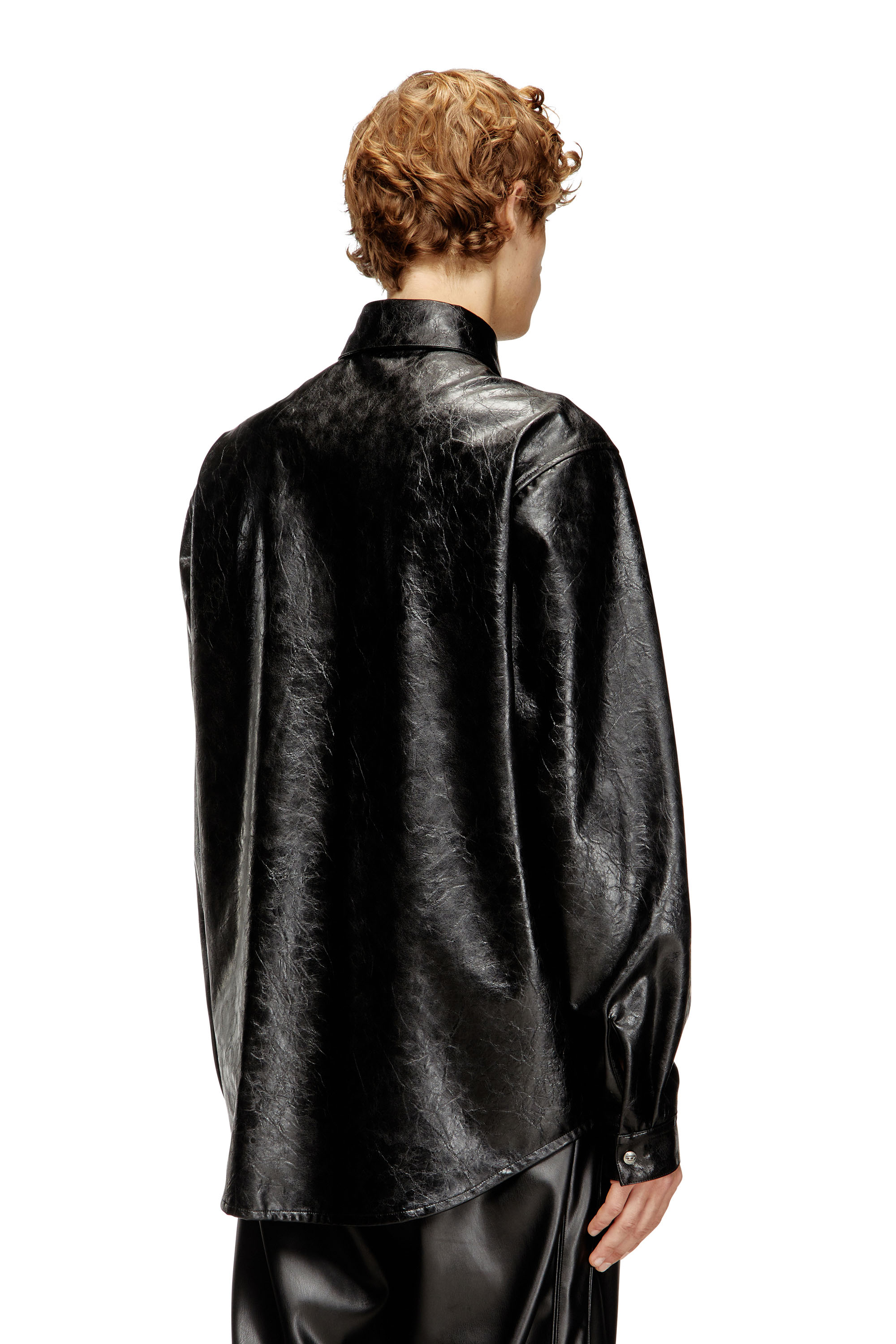 Diesel - S-SIMPLY-QMBU, Textured shirt with branded buttons Homme in Noir - 4