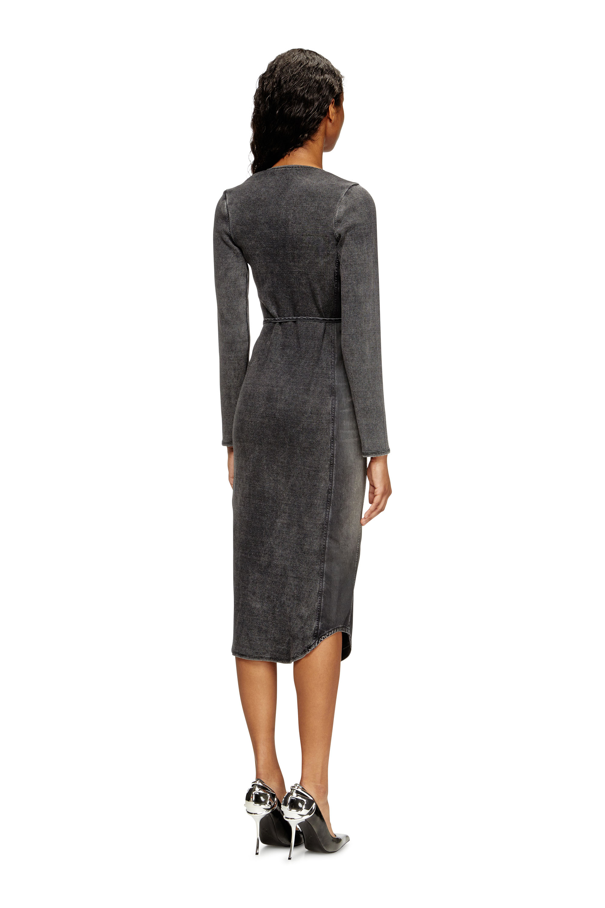 Diesel - DE-OLA-S, Vestito midi in denim con scollo a V Donna in Nero - 3