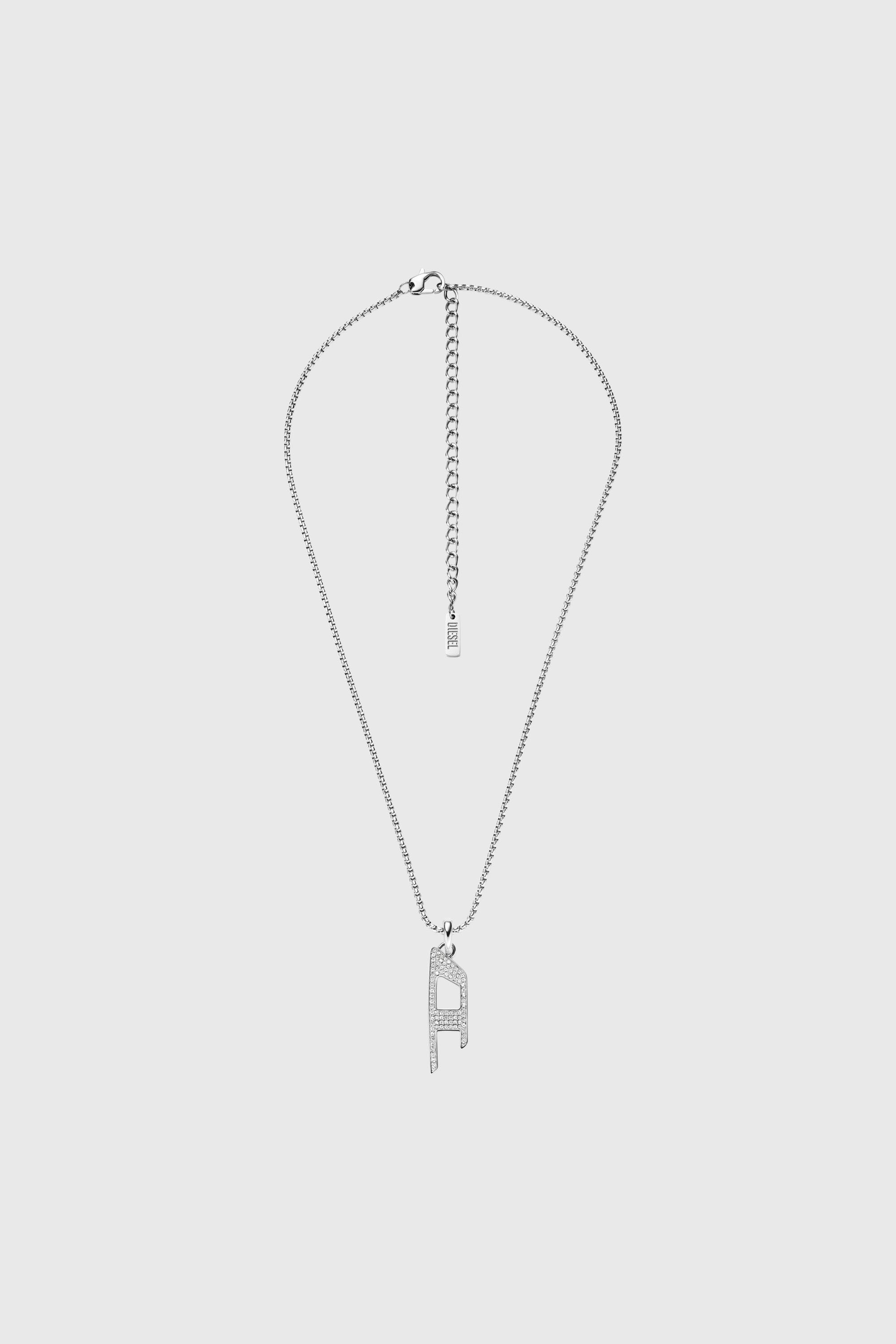Diesel - DX1624040 JEWELLERY, Collier avec pendentif scintillant en acier inoxydable Mixte in Gris argent&eacute; - 1