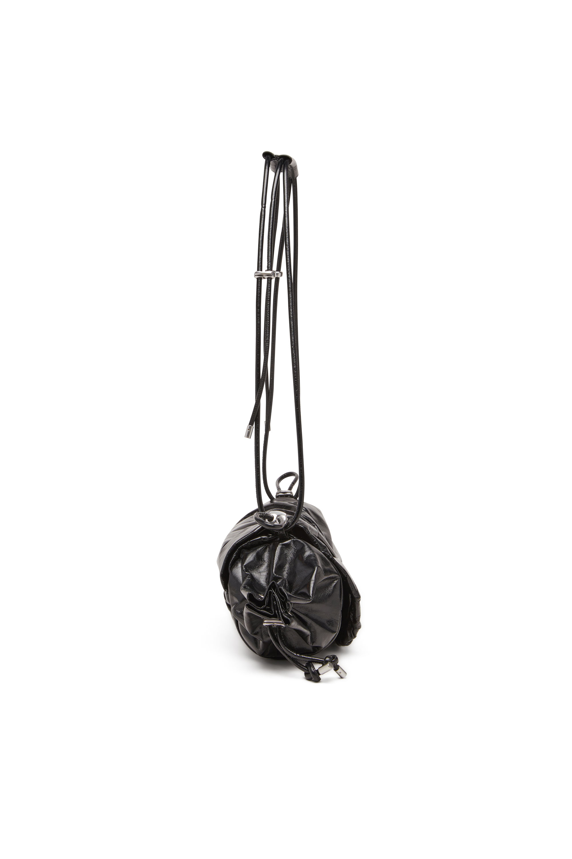 Diesel - SCRUNCH-D SHOULDER M, Scrunch-D M-Sac à bandoulière en cuir brillant Femme in Noir - 4
