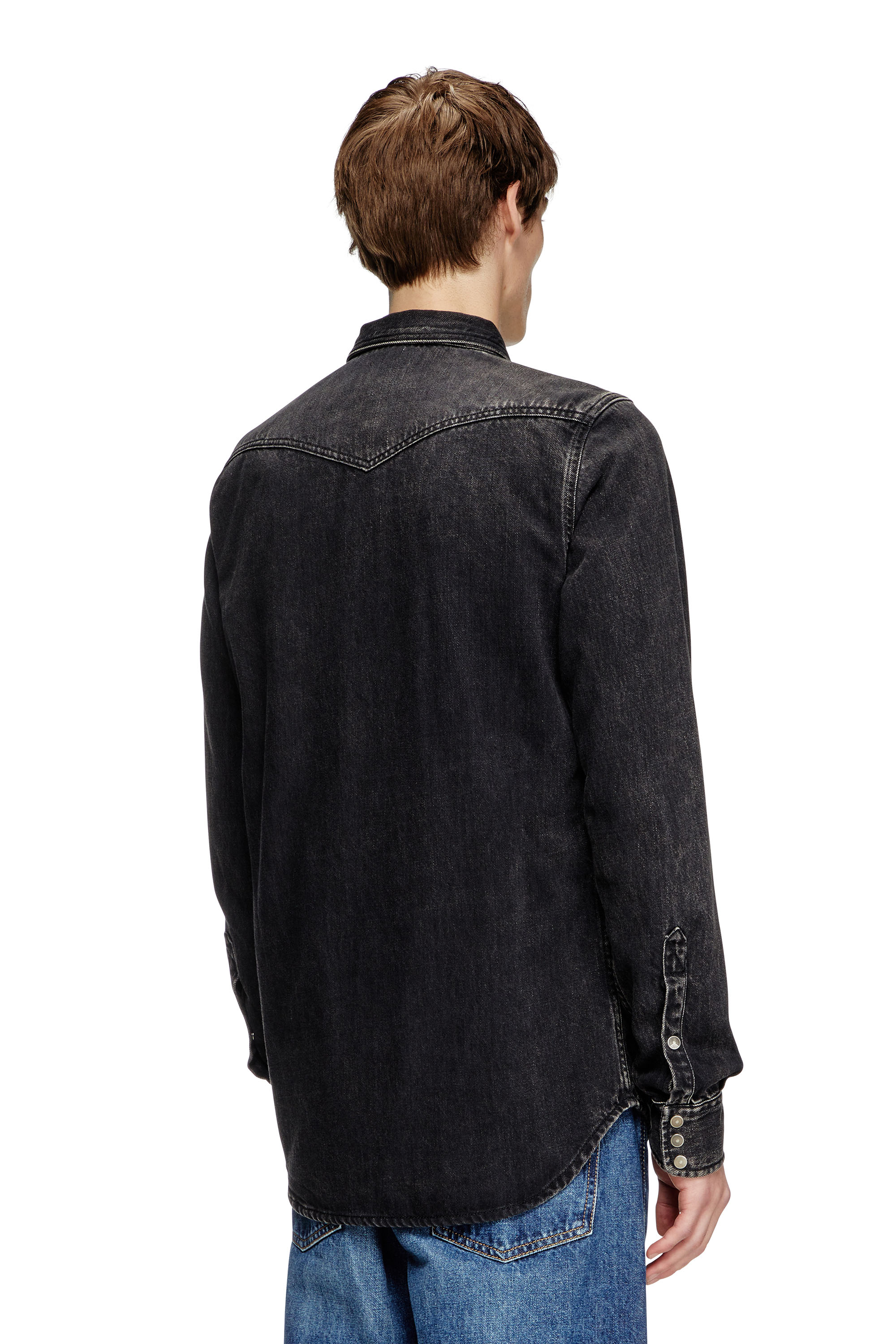 Diesel - D-VEGA, Camicia slim in denim Tencel Uomo in Nero - 4