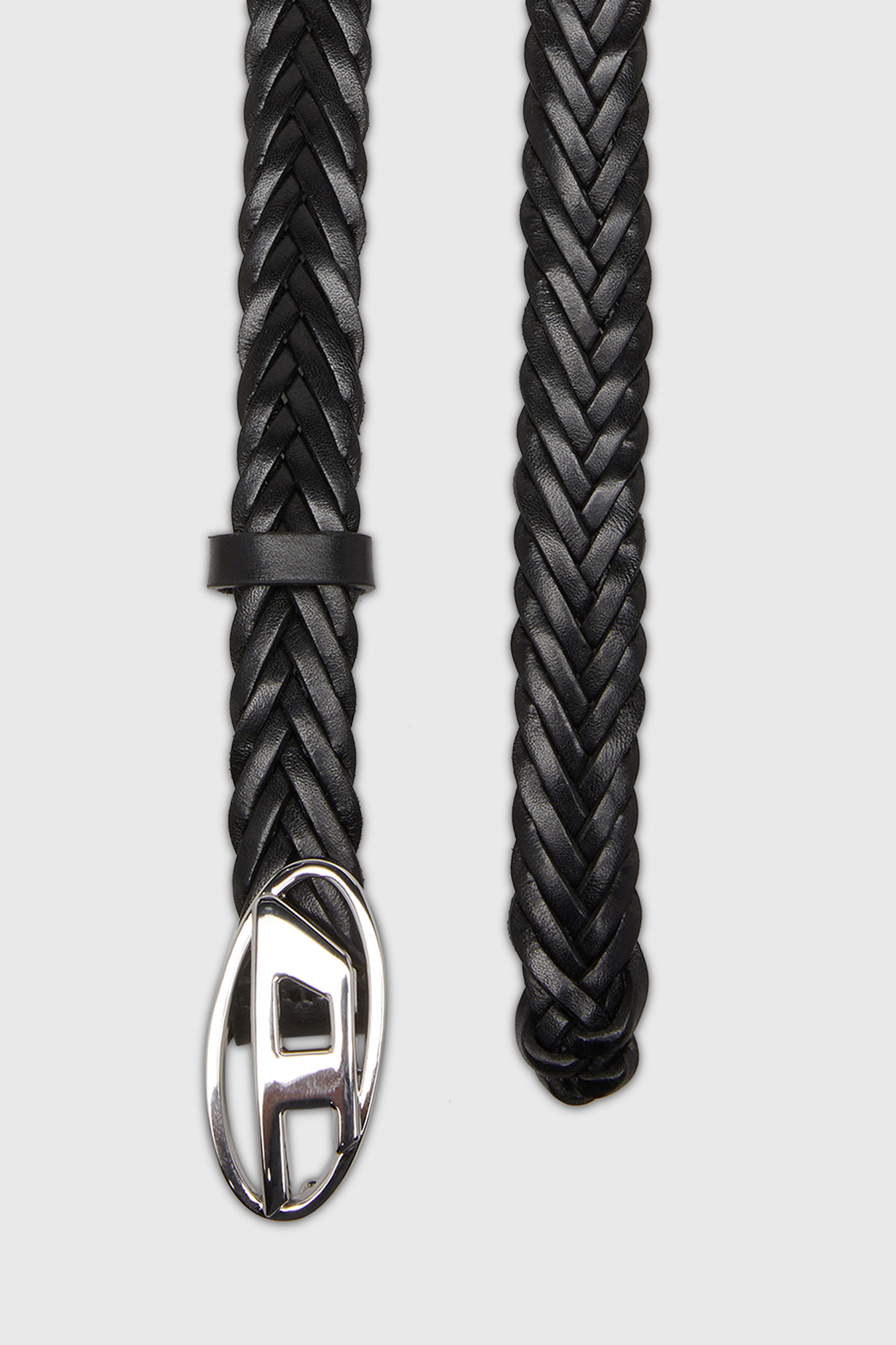 Diesel - B-1DR 20, Ceinture 1.9 cm en cuir tress&eacute; Femme in Noir - 2