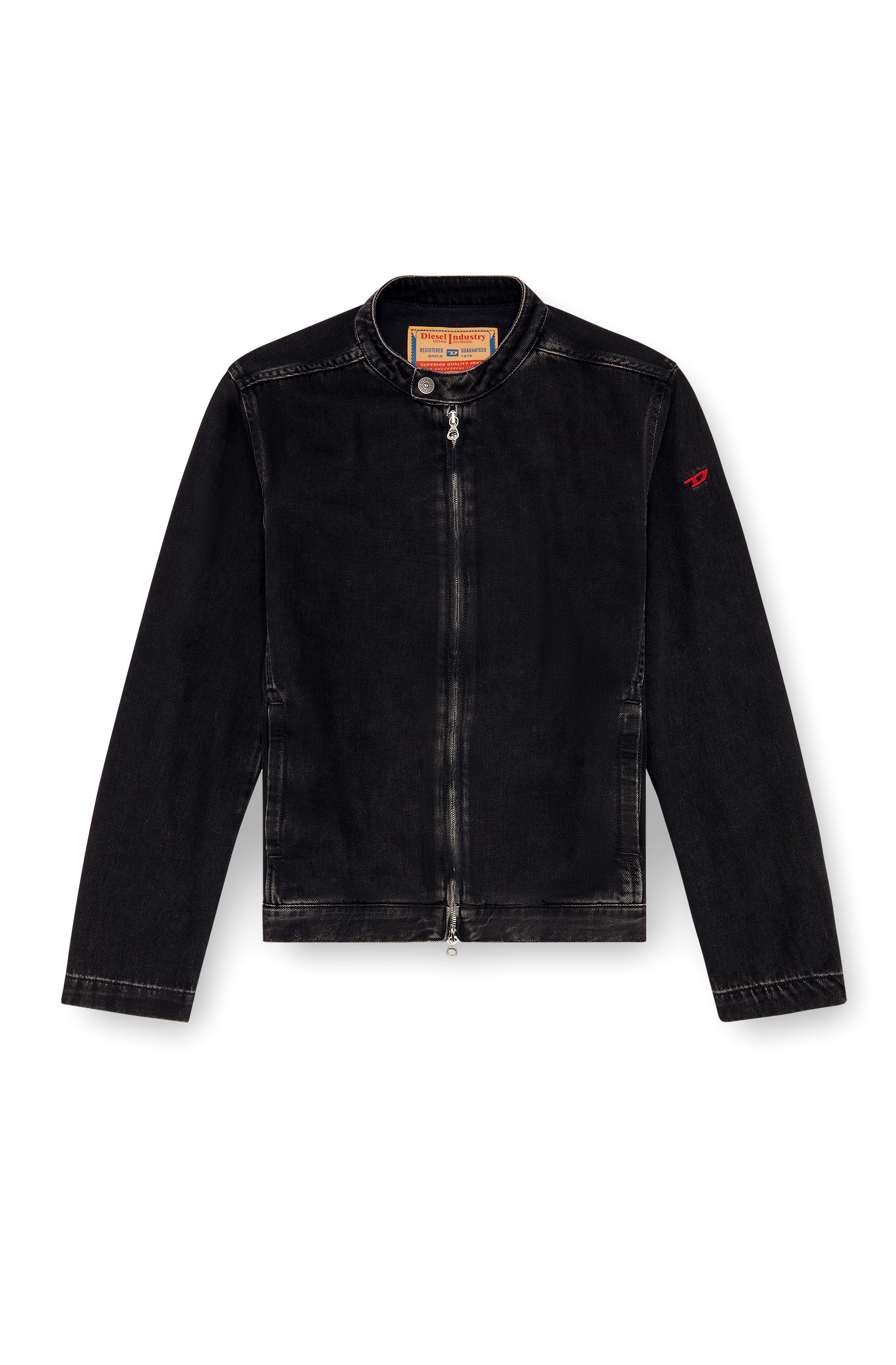 Diesel - D-GLORY, Veste moto en denim délavé Homme in Noir - 3