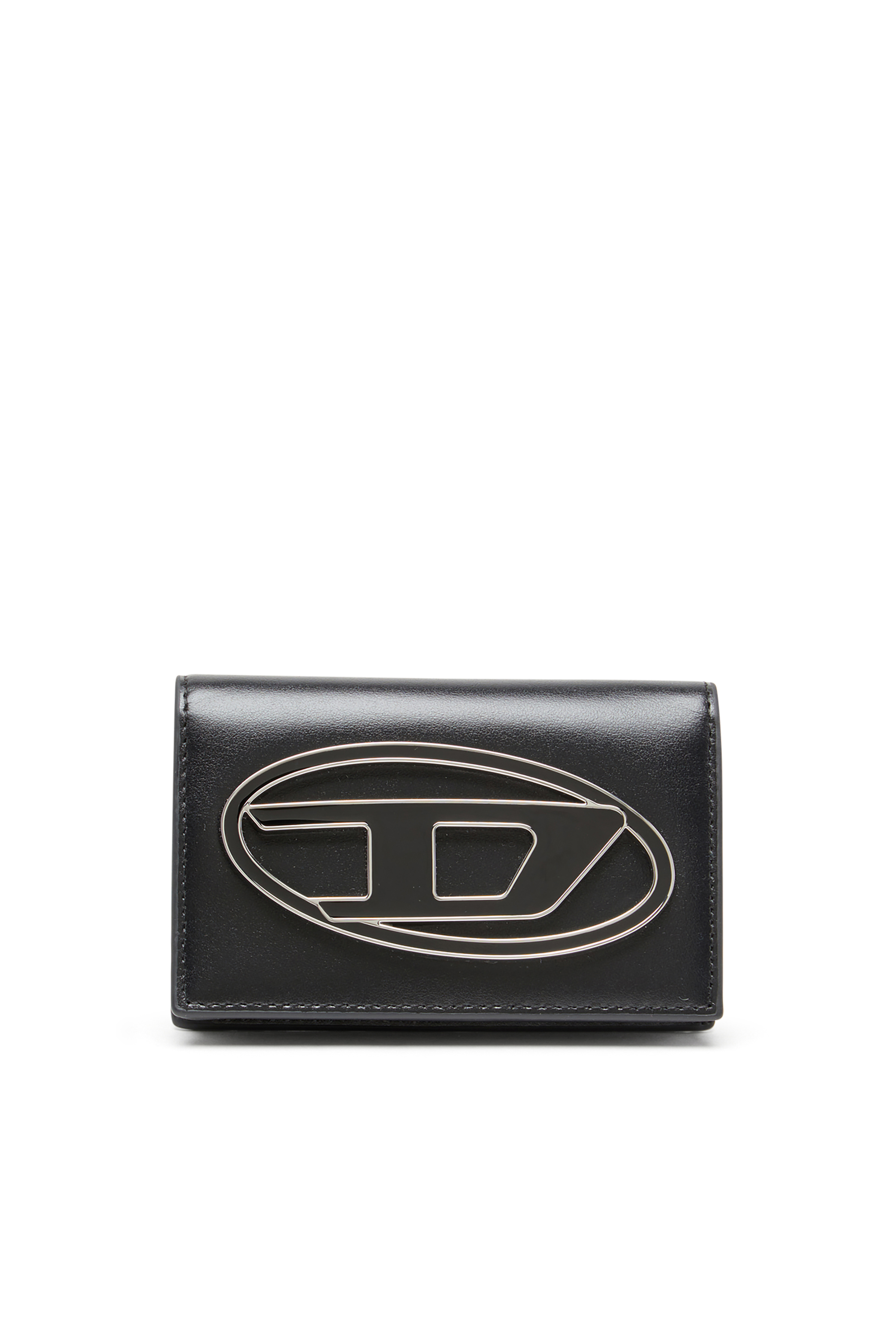 Diesel - 1DR CARD HOLDER IV, Porte-cartes en cuir avec Oval D émaillé Femme in Noir - 1