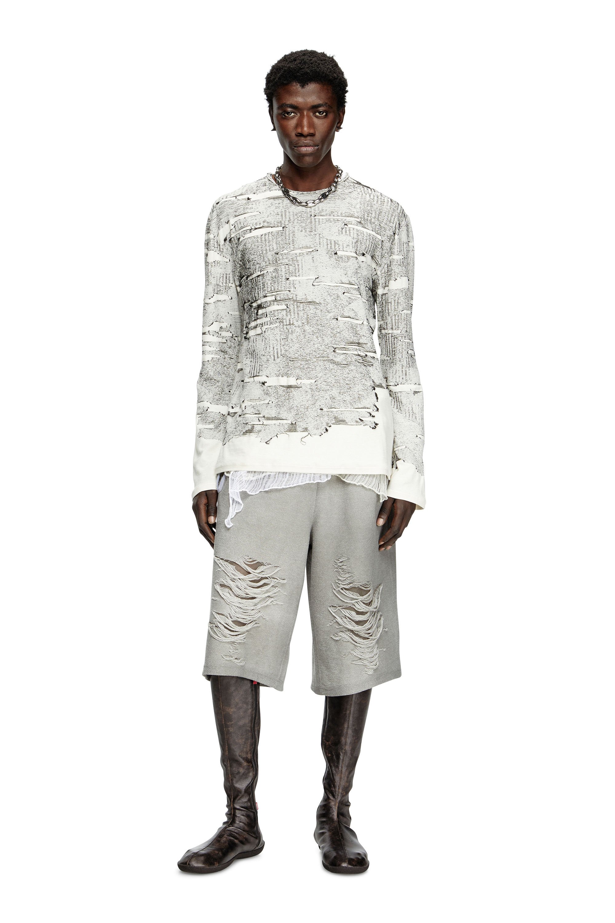 Diesel - P-PERC-SHORT, Short con ginocchia distressed Uomo in Grigio - 2