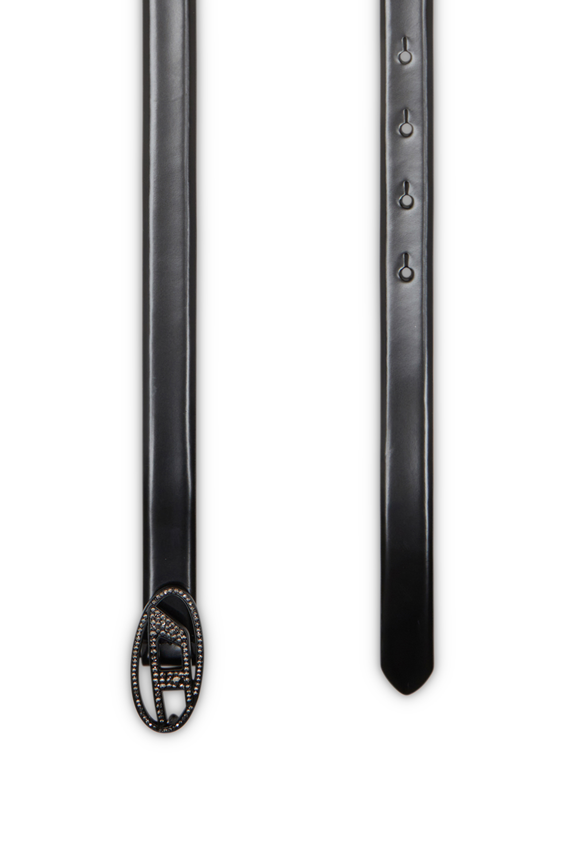 Diesel - B-1DR STRASS 20, Damen Ledergürtel mit Strass-Schnalle in Schwarz - 2