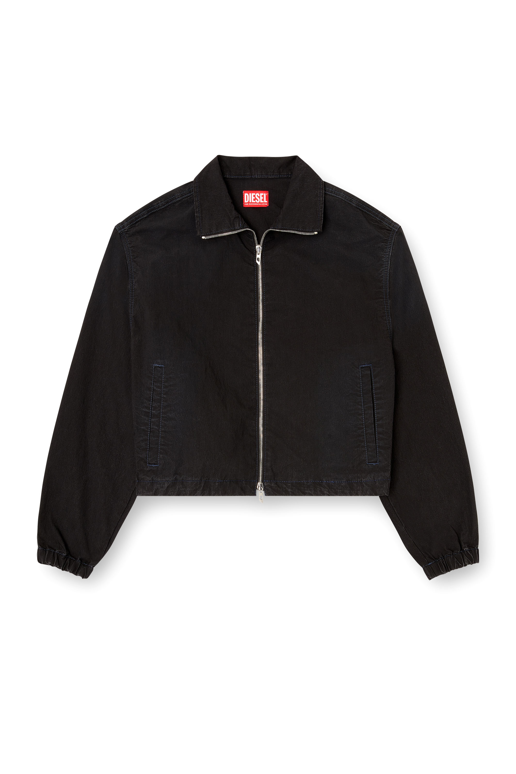 Diesel - DE-SANDERZ JOGG, Veste technique à col montant en tissu JoggJeans Femme in Noir - 2