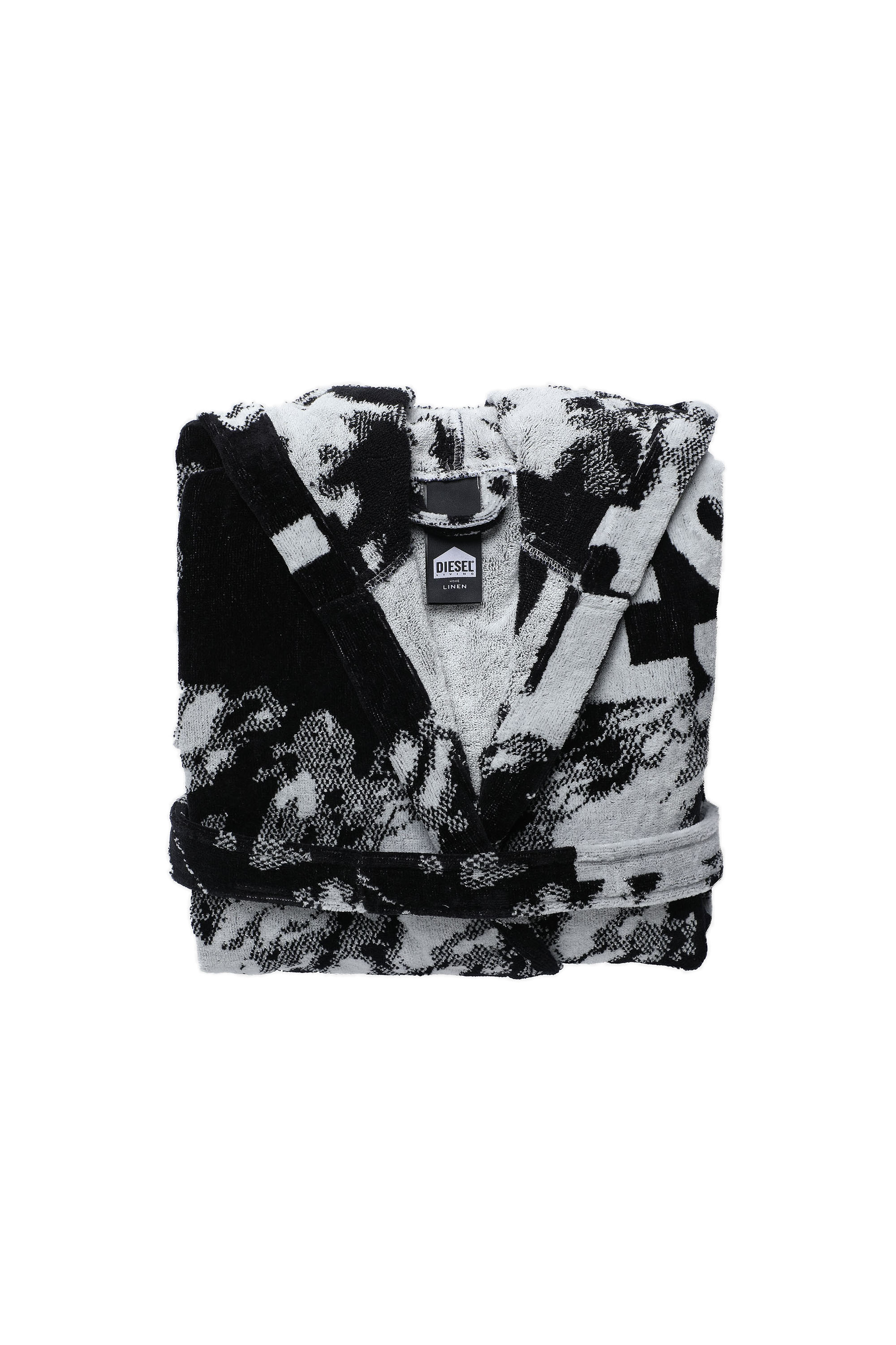 Diesel - 2004362 ACC  FLORASHADOWCAP XXL, Unisex Bademantel mit Kapuze FLORALSHADOW, XXL in Schwarz - 1