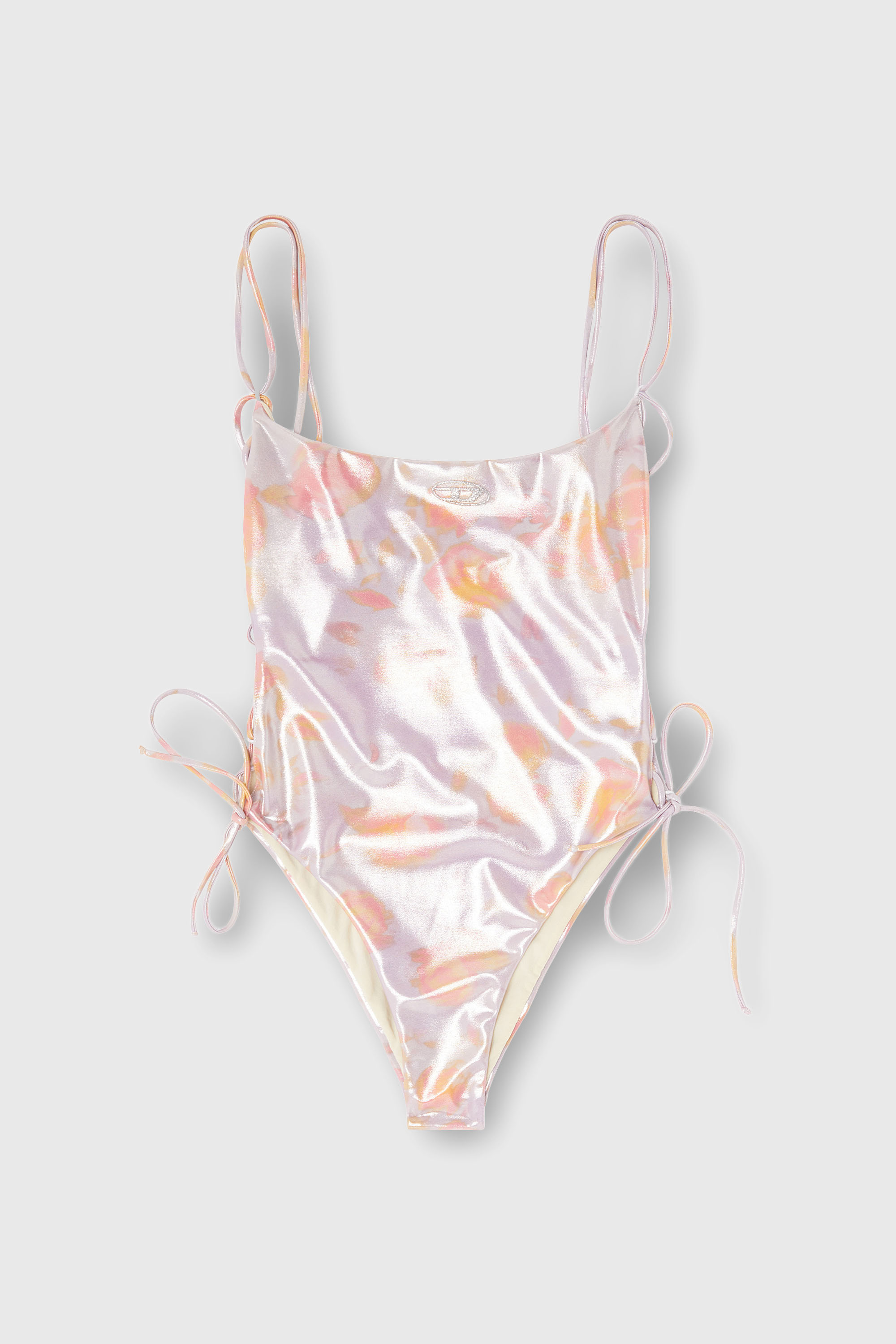Diesel - REGAN-UTLT, Costume intero con stampa floreale metallizzata e lacci Donna in Viola - 4