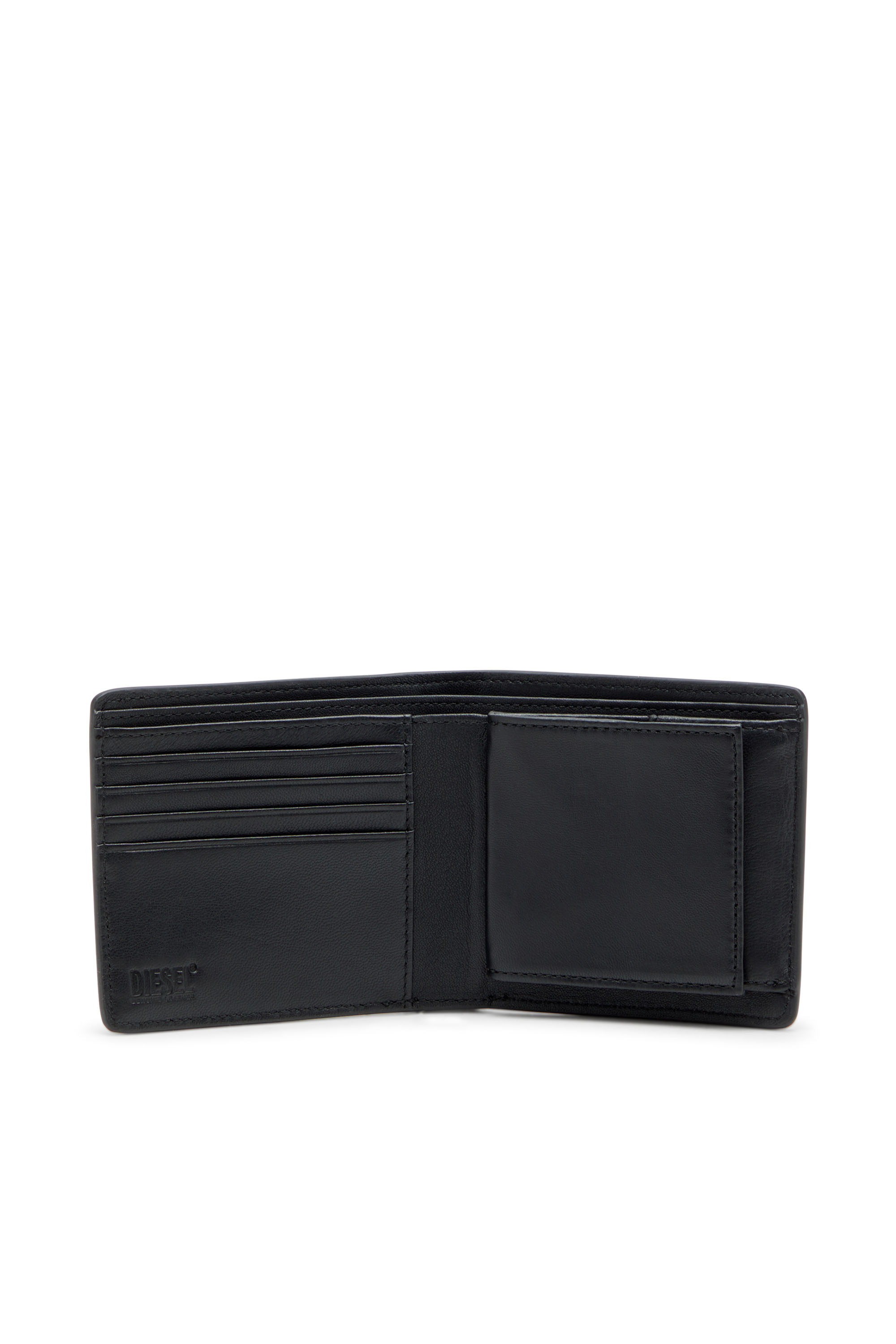 Diesel - BISCOTTO BI FOLD COIN S 3D, Portefeuille à rabats en cuir semi-brillant Homme in Noir - 3