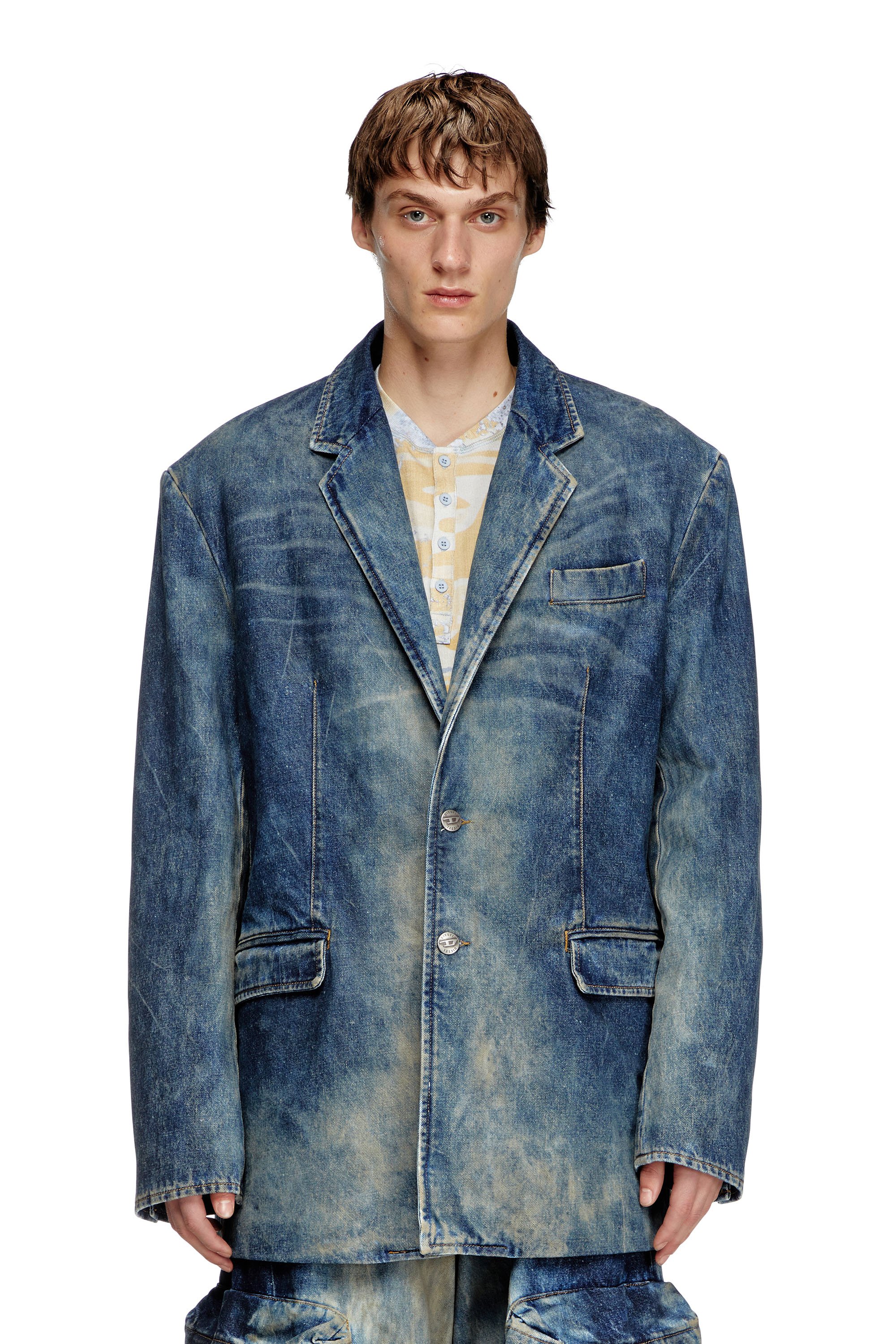 Diesel - D-OVER-DD, Blazer in denim trattato a mano Unisex in Blu - 1