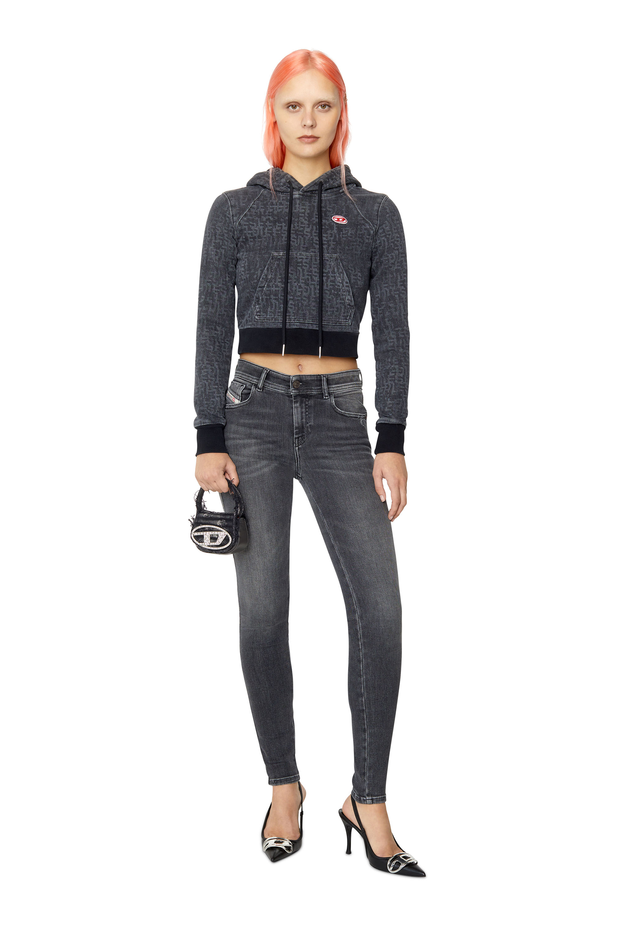 Diesel - 1DR XS, Damen 1DR XS - Ikonische Minitasche aus Canvas mit Strass in Schwarz - 1