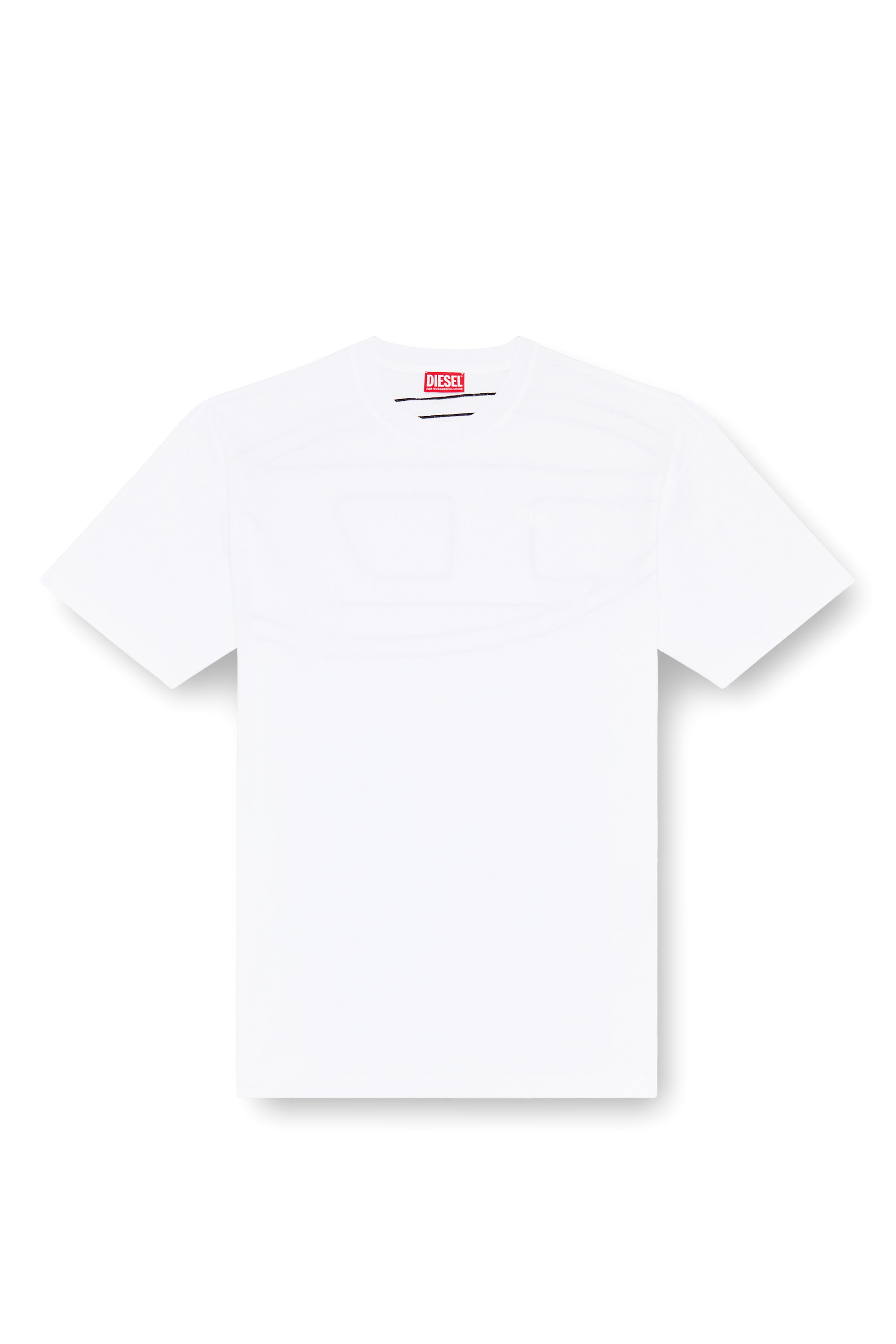 Diesel - T-BOGGY-MEGOVAL-D, T-shirt con maxi-ricamo oval D Uomo in Bianco - 2