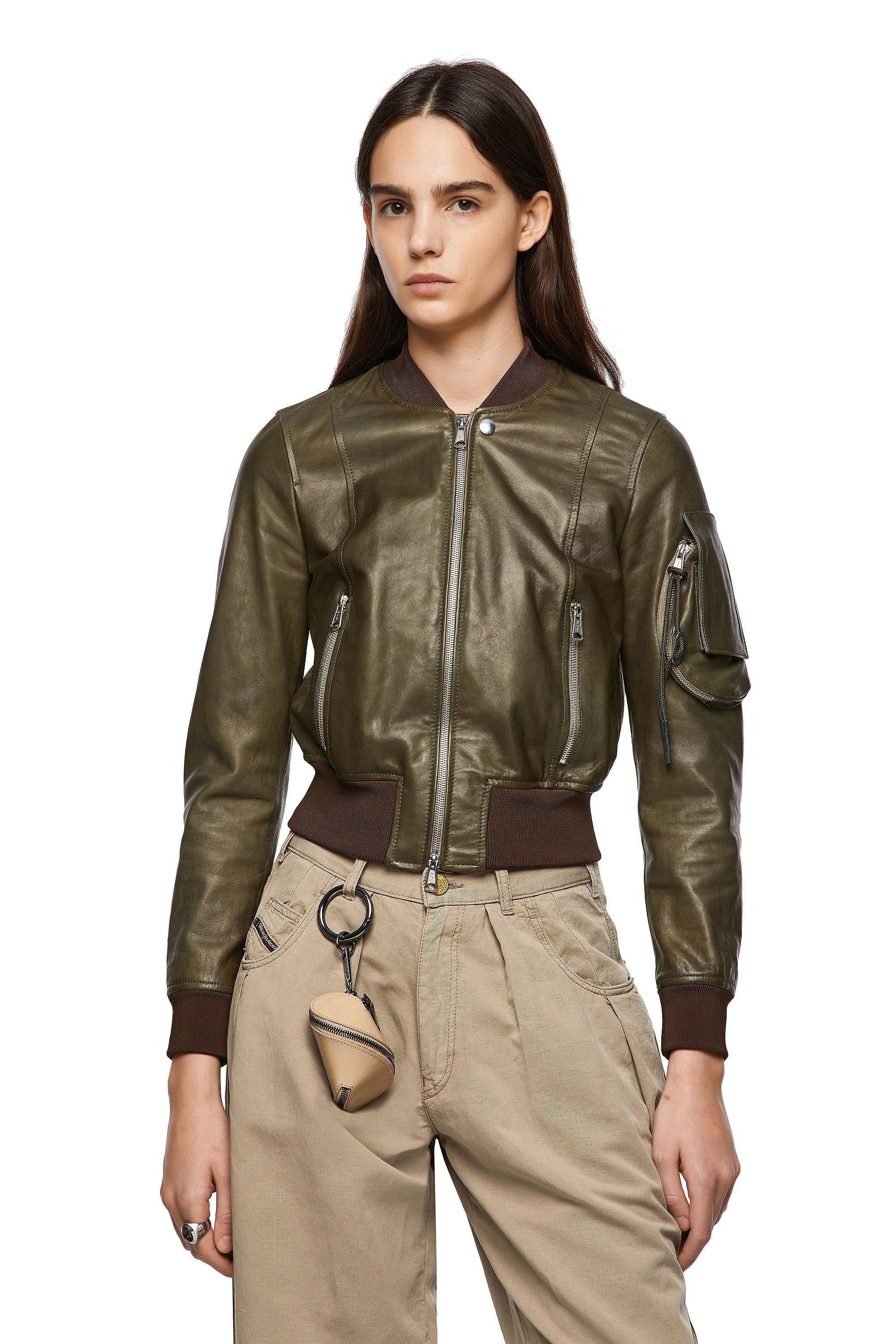 L-ELIA, Vert Olive - Vestes de cuir