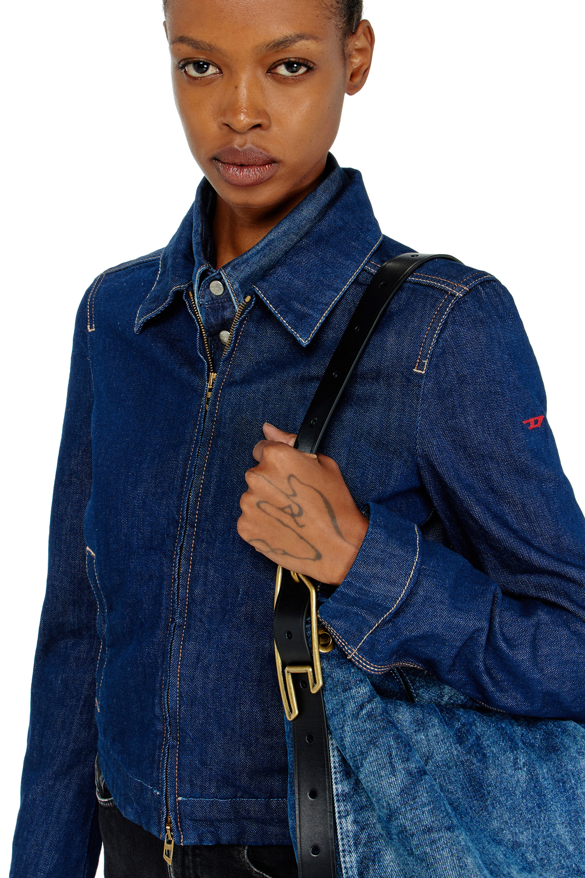 Diesel - DE-CORB, Veste coach en rinse denim Femme in Bleu - 4