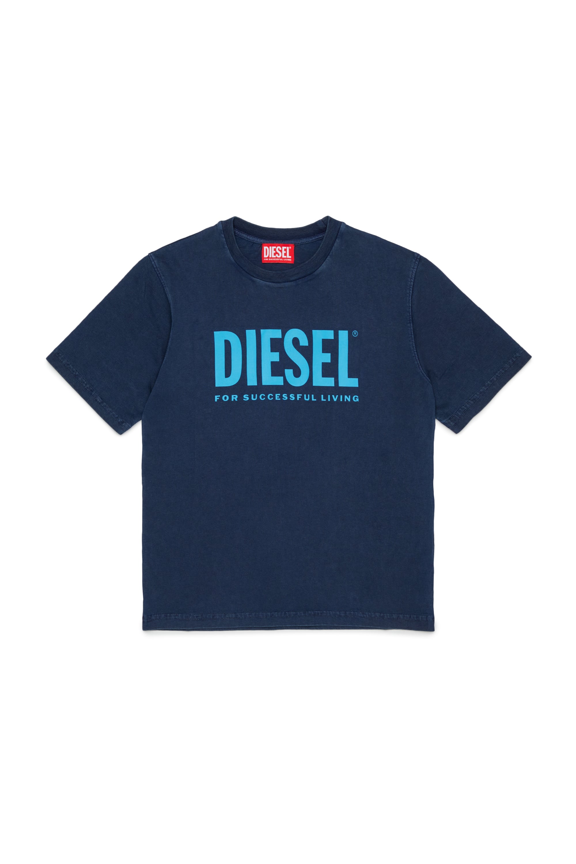 Diesel - TISEL OVER, T-shirt in cotone con maxi stampa logo Uomo in Blu - 1