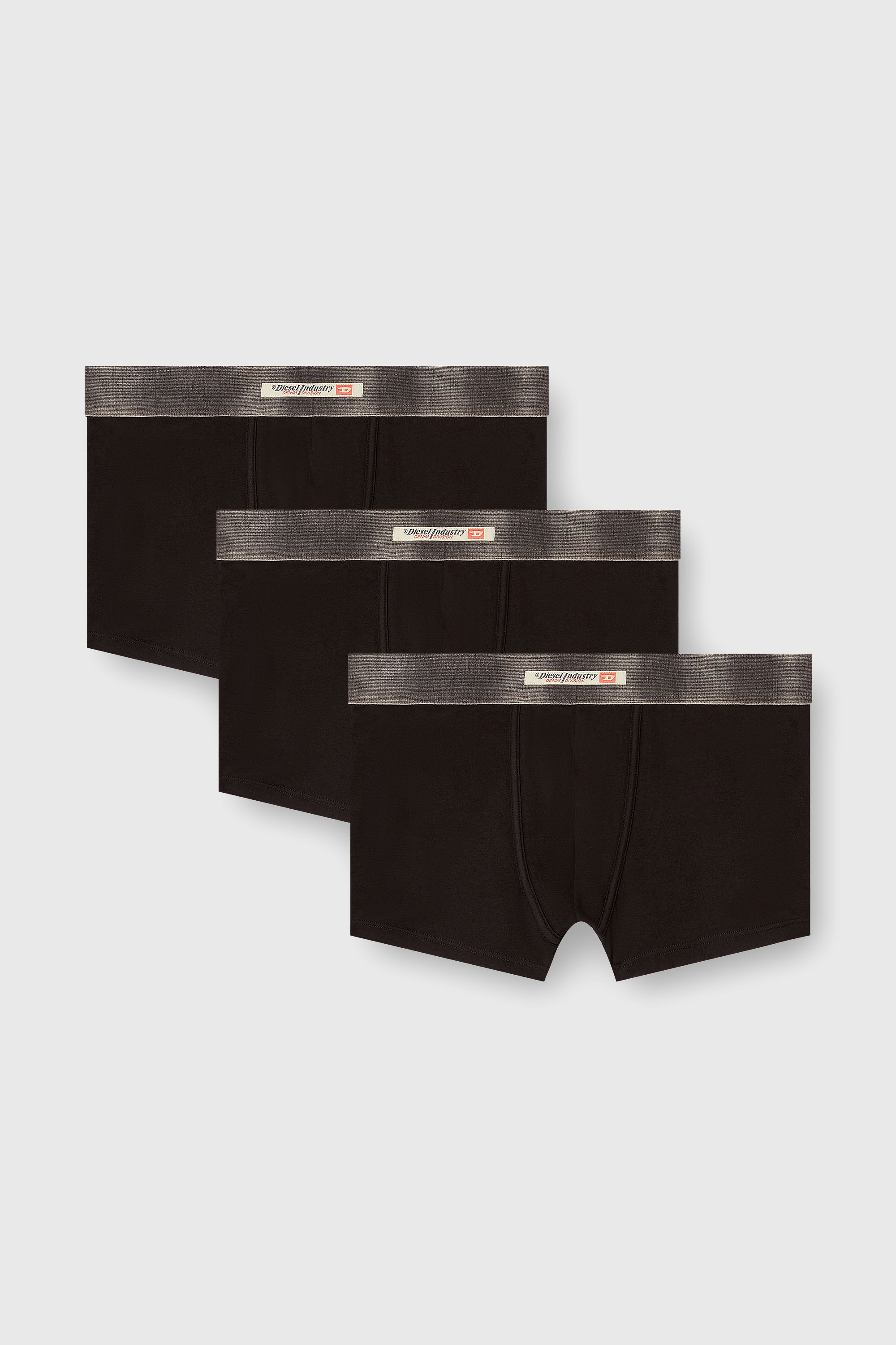 Diesel - DAMIEN-DNM-3PACK, Set da tre boxer in cotone elasticizzato con fascia in raso Uomo in Nero - 2
