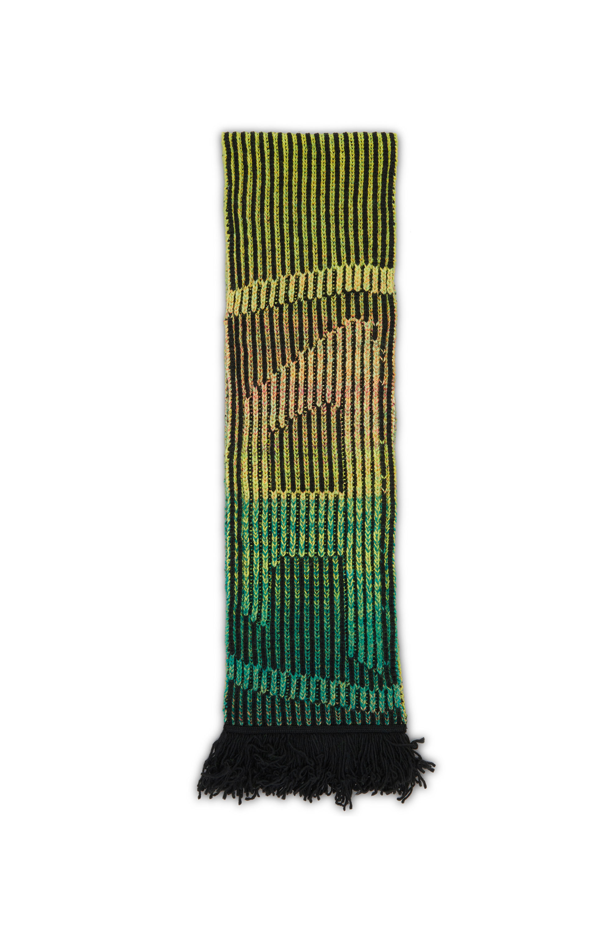 Diesel - K-SHADY, Unisex Ribbed scarf with dégradé neon stripes in Multicolor - Image 1