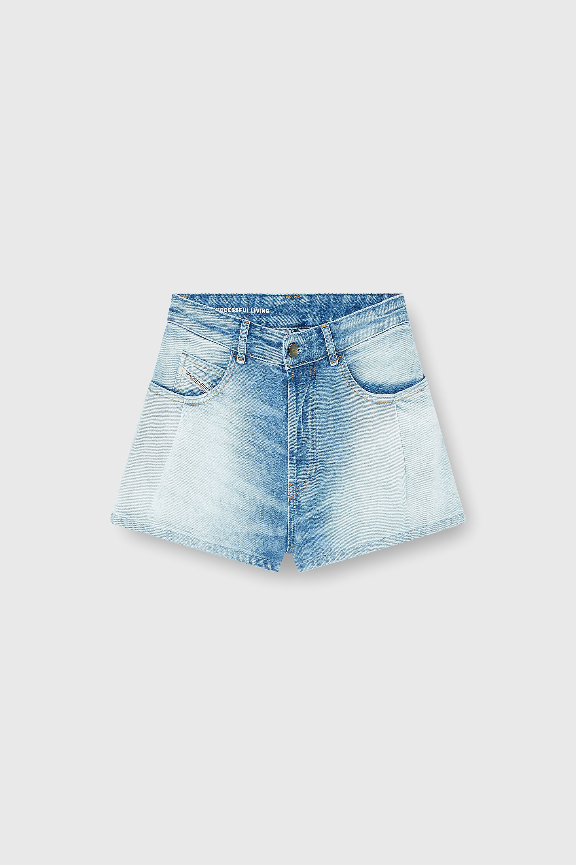 Diesel - DE-KHELZ-B-SHORT-S, Woman's Wide denim shorts in Light Blue - 2