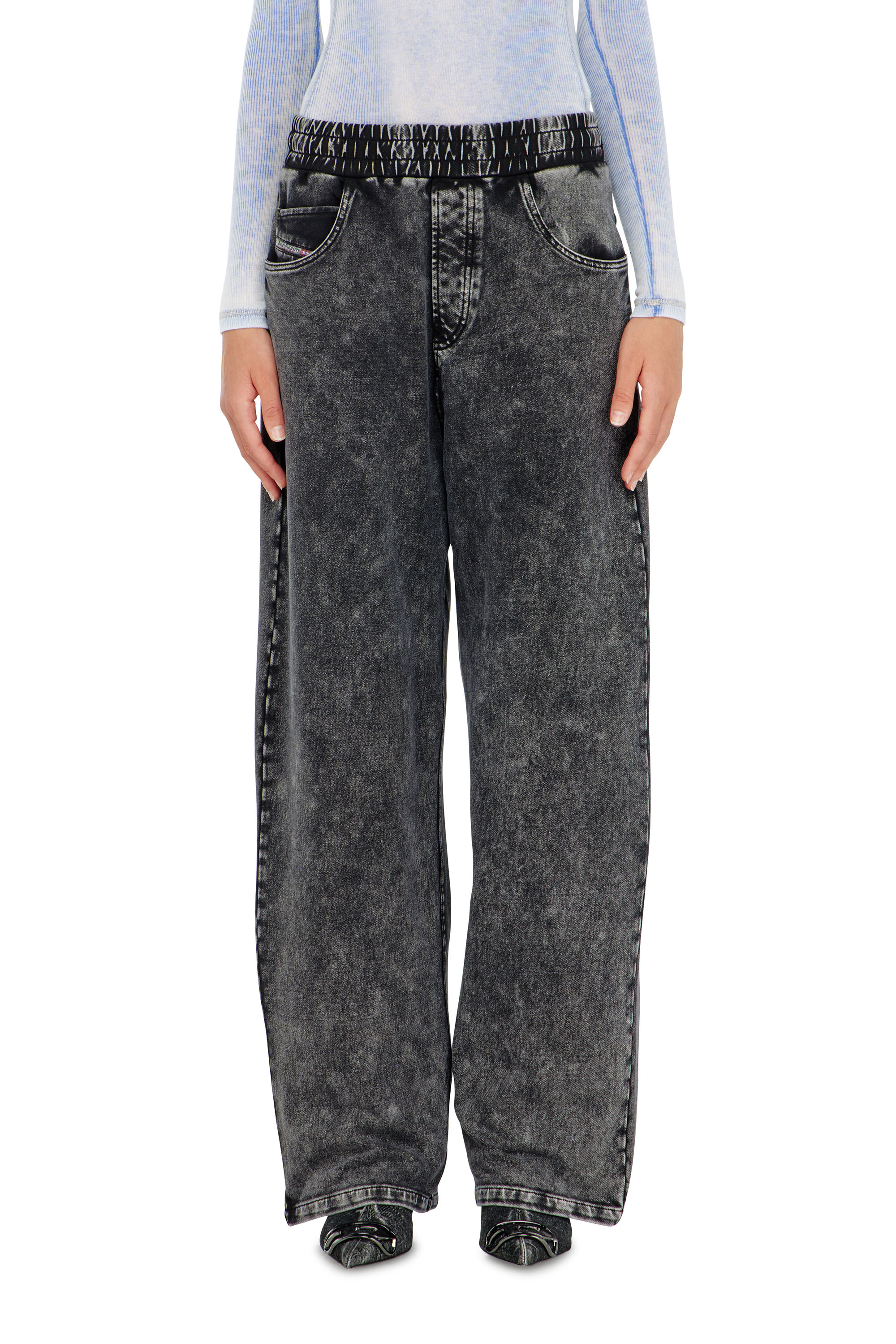 Diesel - P-STUKY, Woman's Sweatpants with denim effect in Dark grey - 3