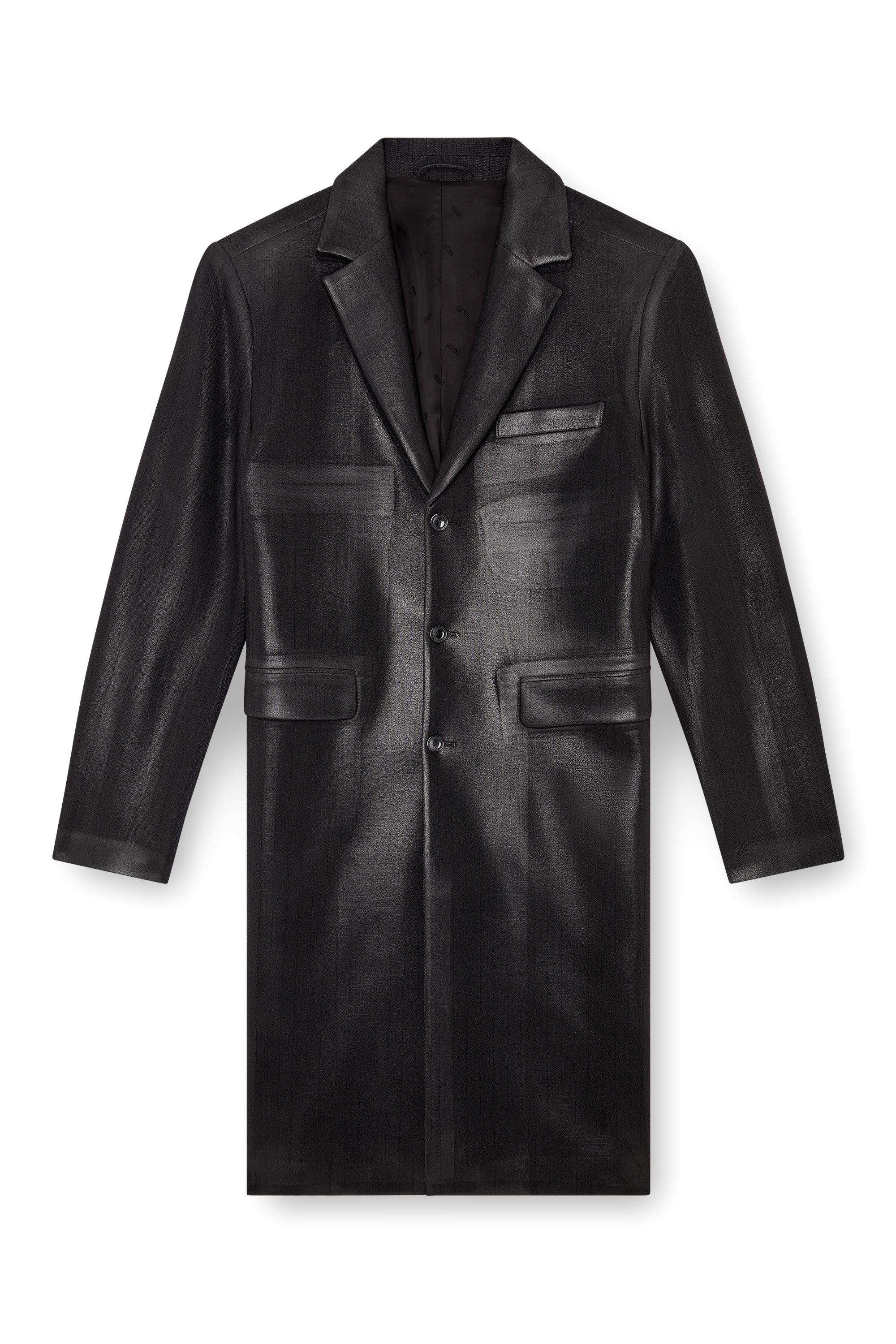 Diesel - J-DENNER, Man Coat in pinstriped cool wool in Black - Image 5