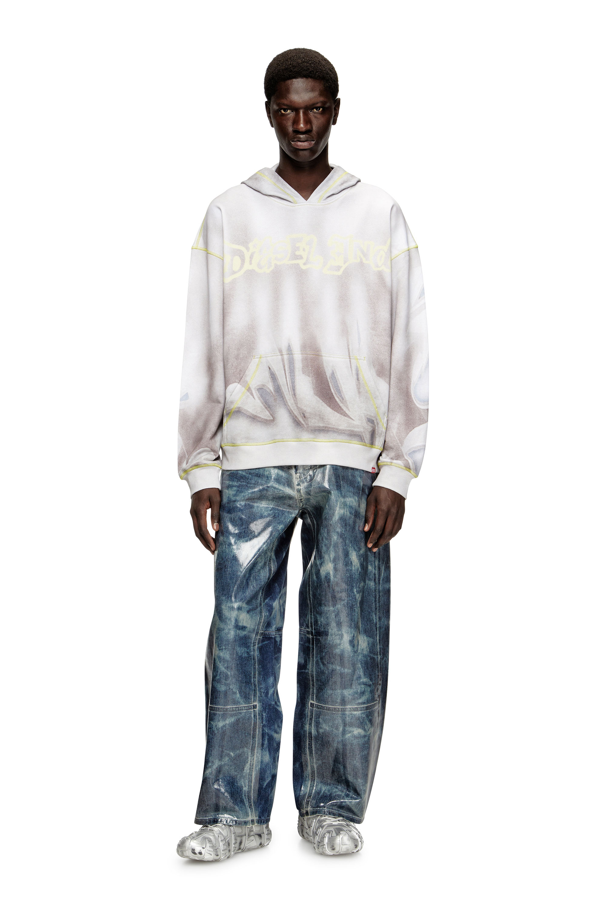 Diesel - S-BOXT-HOOD-SHOW, Herren Kapuzenpullover mit Graffiti-Print in Hellgrau - 2