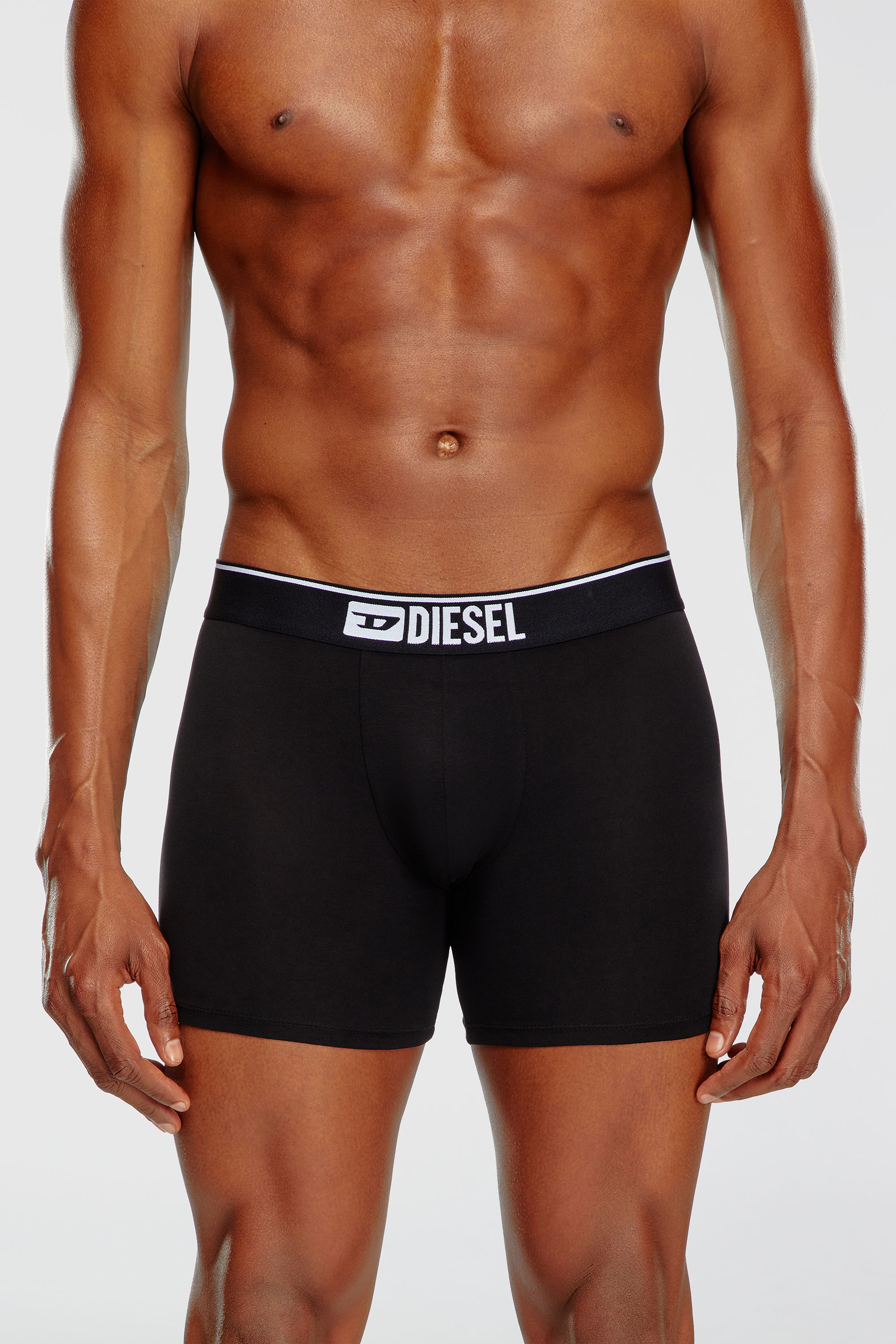 Diesel - UMBX-SEBASTIANTHREEPAC, Lot de trois boxers longs couleur unie Homme in Noir - 3