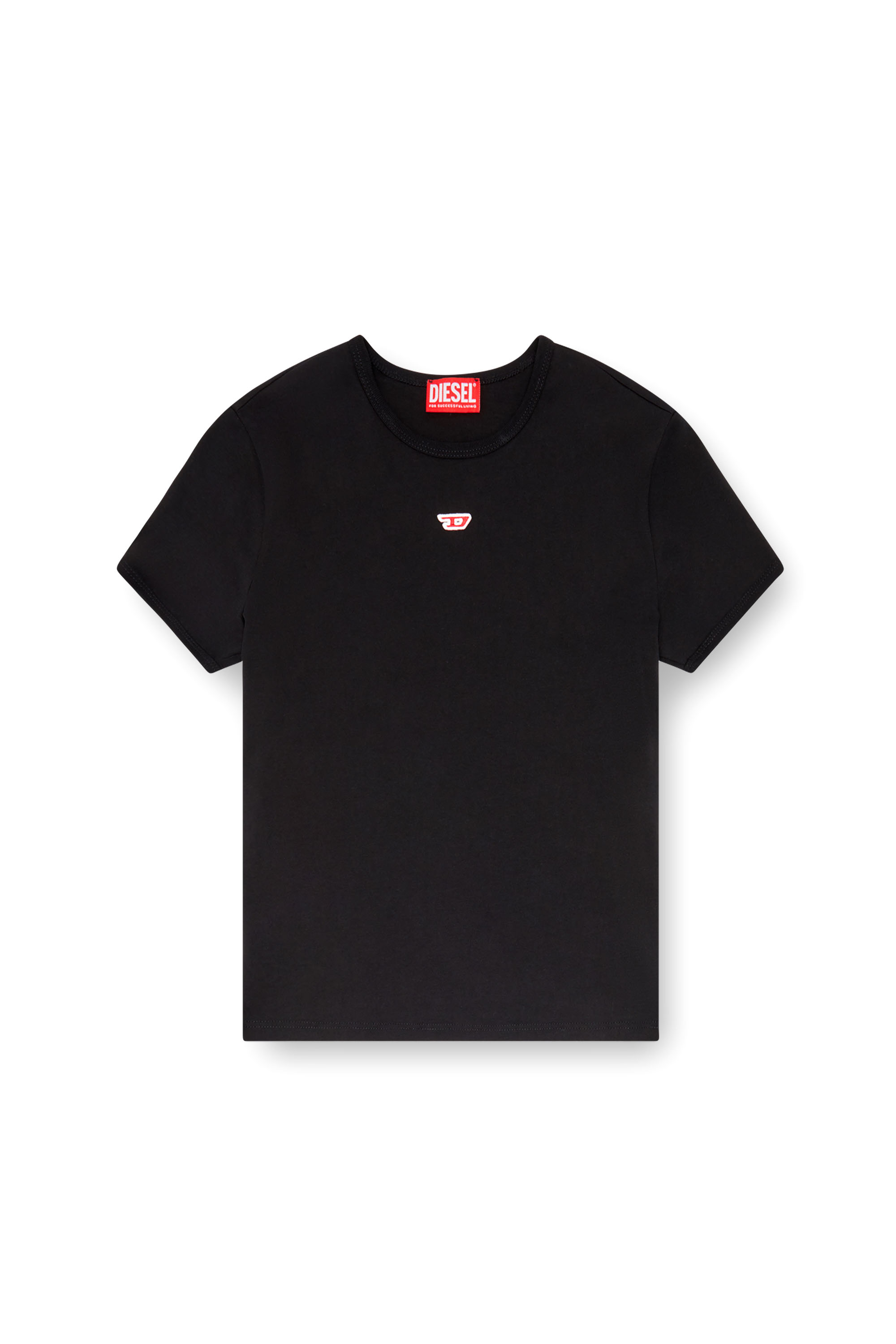 Diesel - T-UNCUTIE-LONG-D, Femme T-shirt avec empiècement D brodé in Noir - Image 3